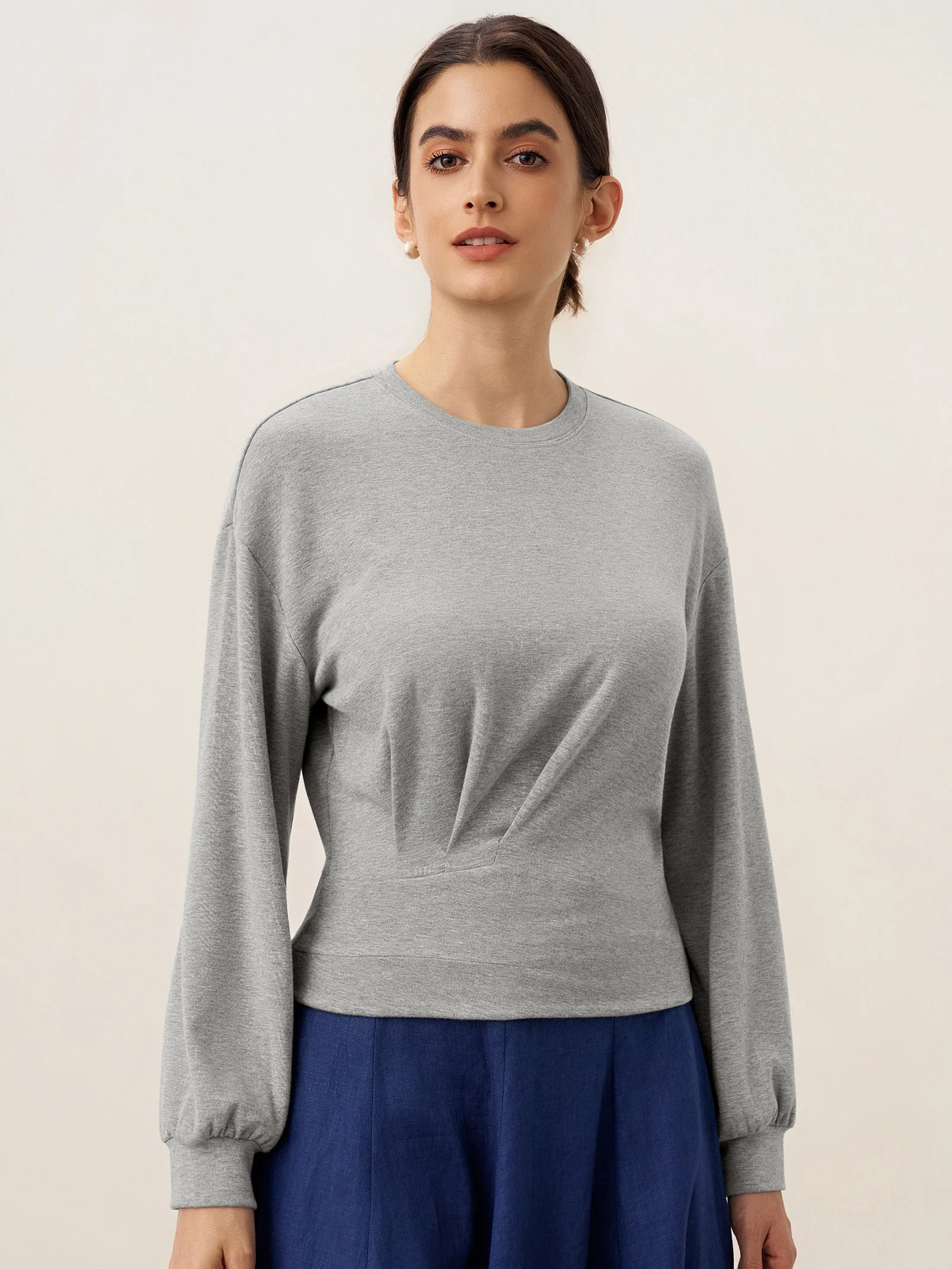 Asymmetric Ruched Stretch Knit Top CALLIOPE
