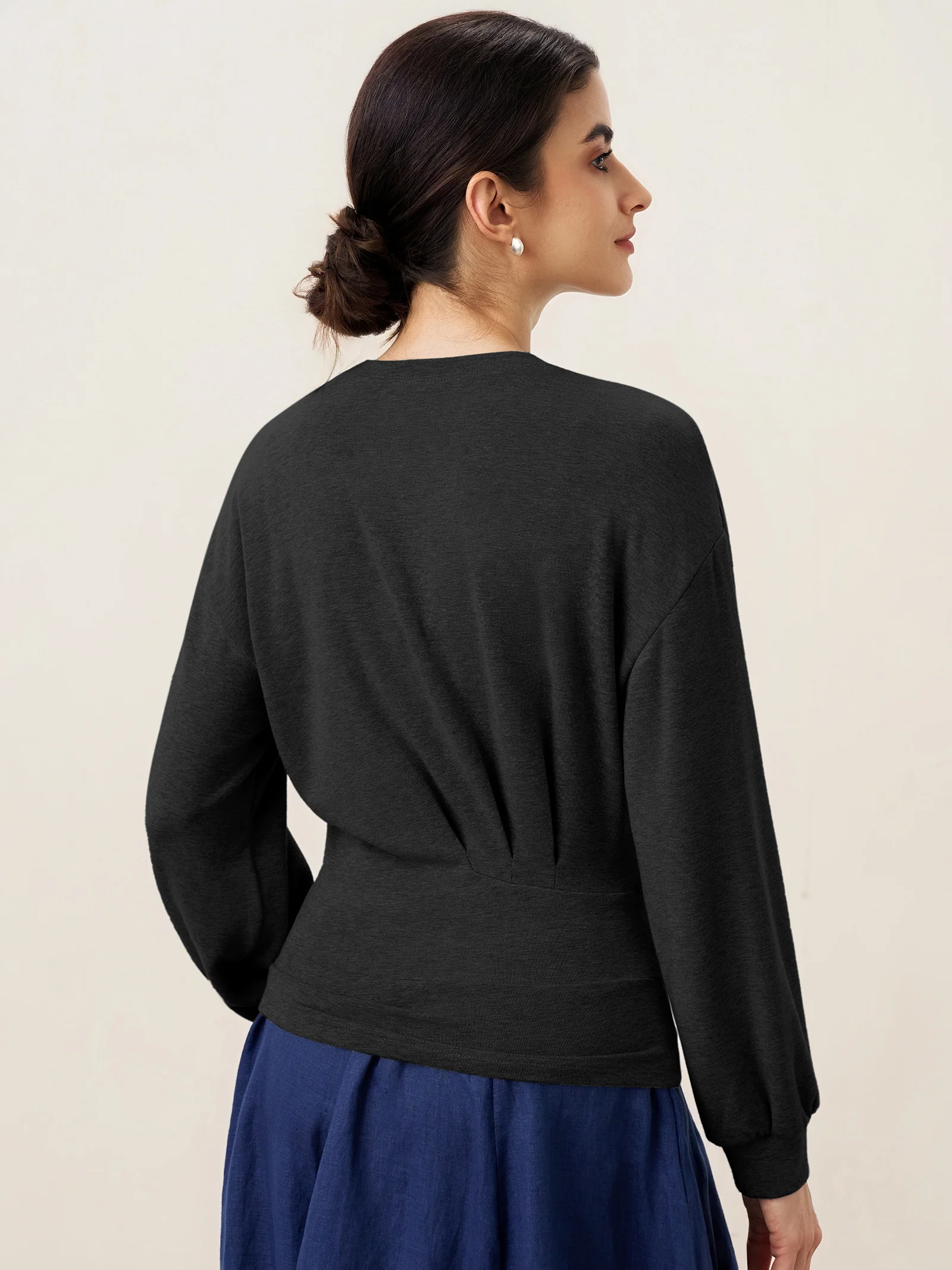 Asymmetric Ruched Stretch Knit Top CALLIOPE - Image 10