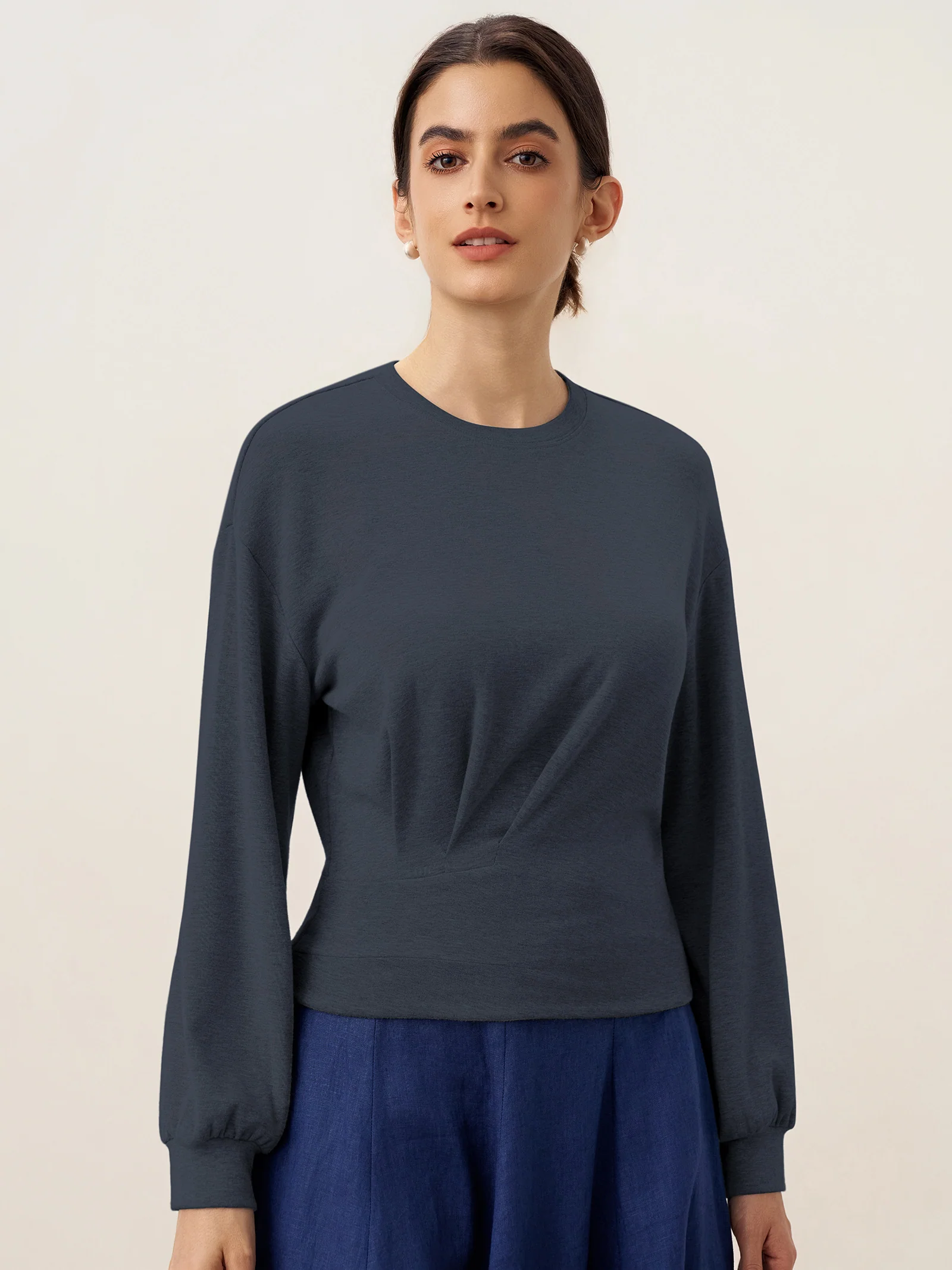 Asymmetric Ruched Stretch Knit Top CALLIOPE - Image 11