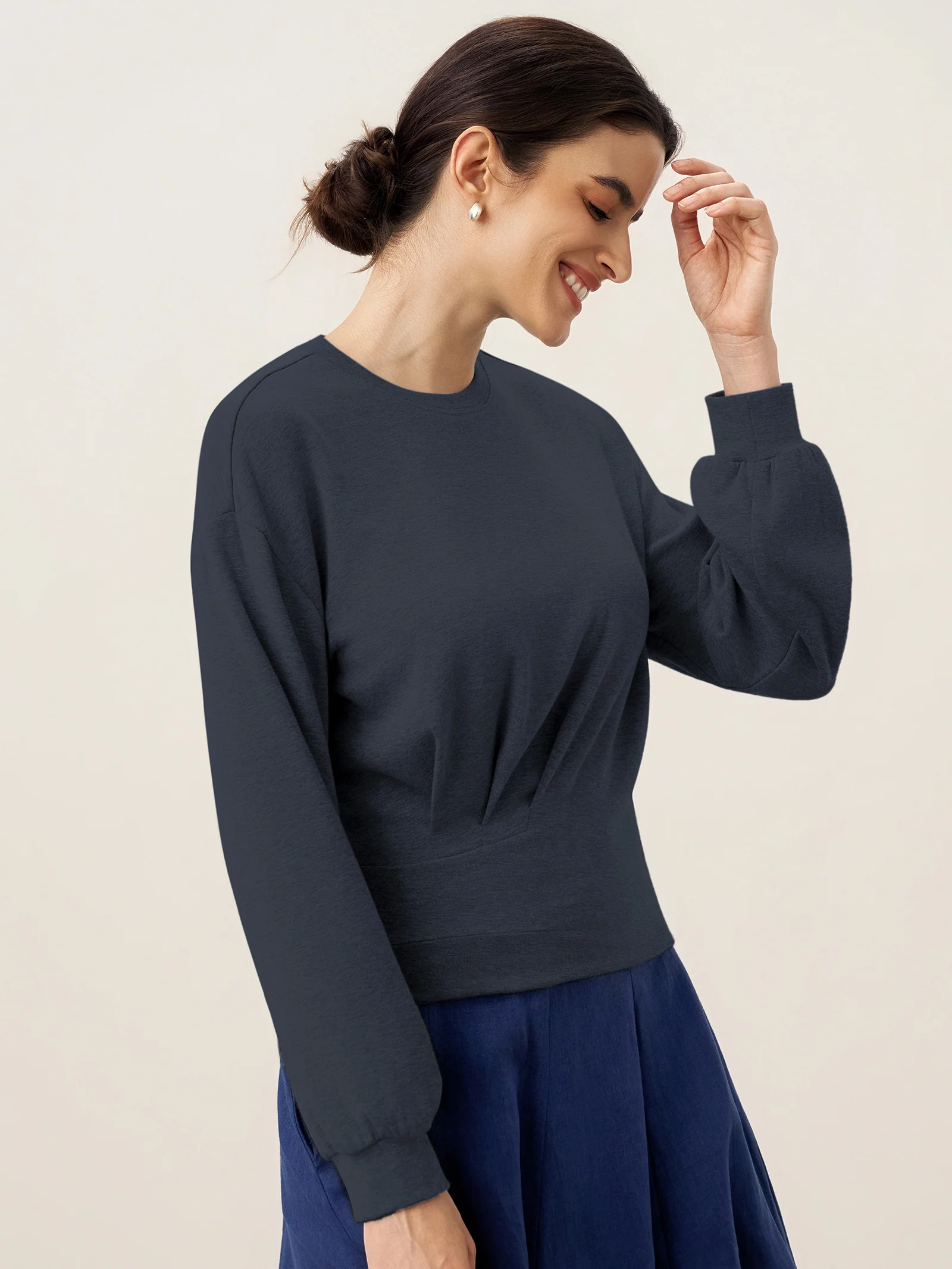 Asymmetric Ruched Stretch Knit Top CALLIOPE - Image 12