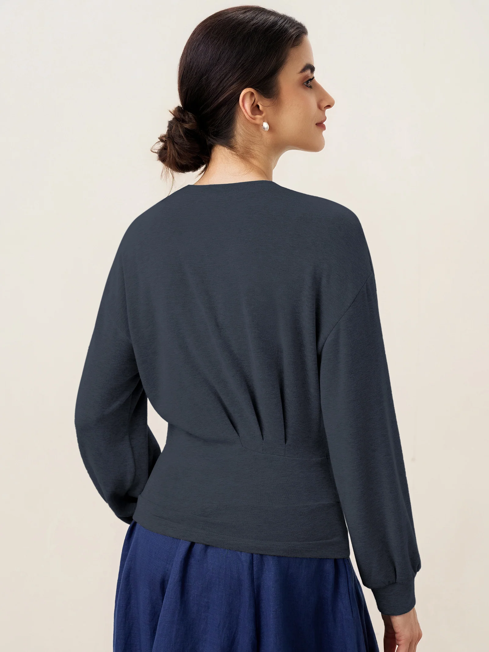 Asymmetric Ruched Stretch Knit Top CALLIOPE - Image 13