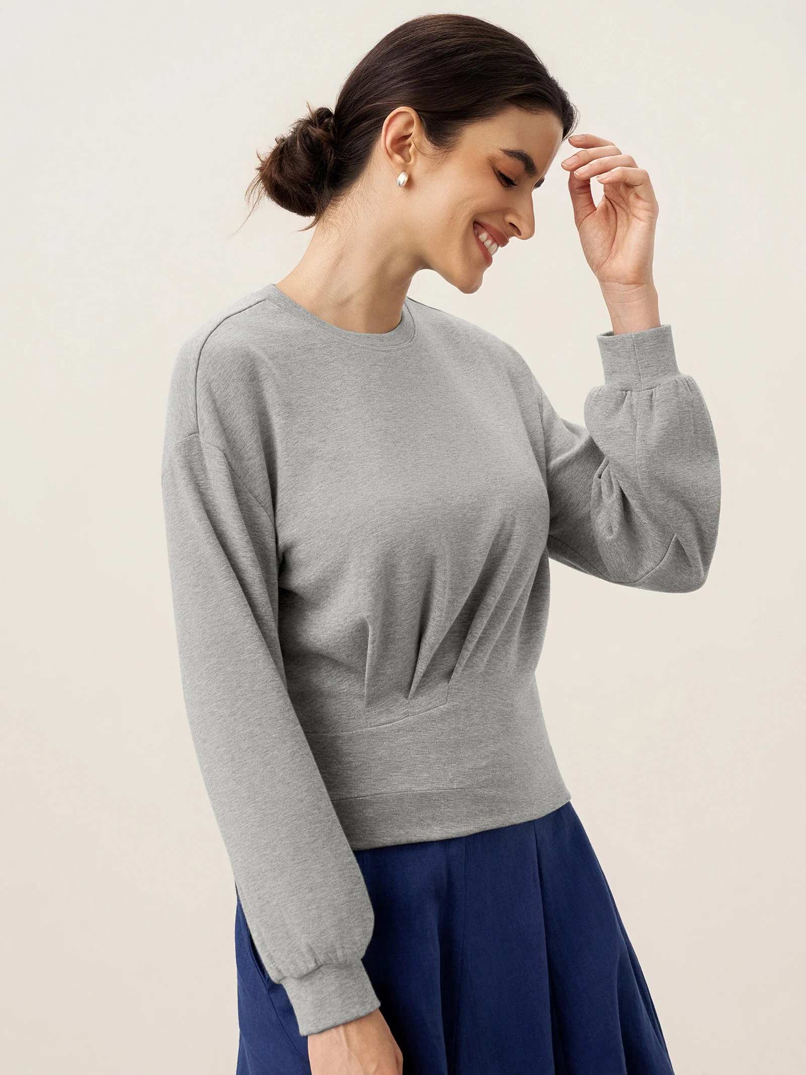 Asymmetric Ruched Stretch Knit Top CALLIOPE - Image 2