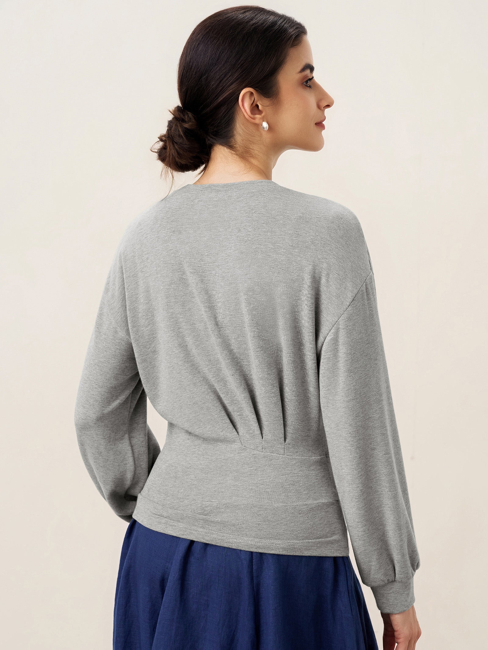 Asymmetric Ruched Stretch Knit Top CALLIOPE - Image 3