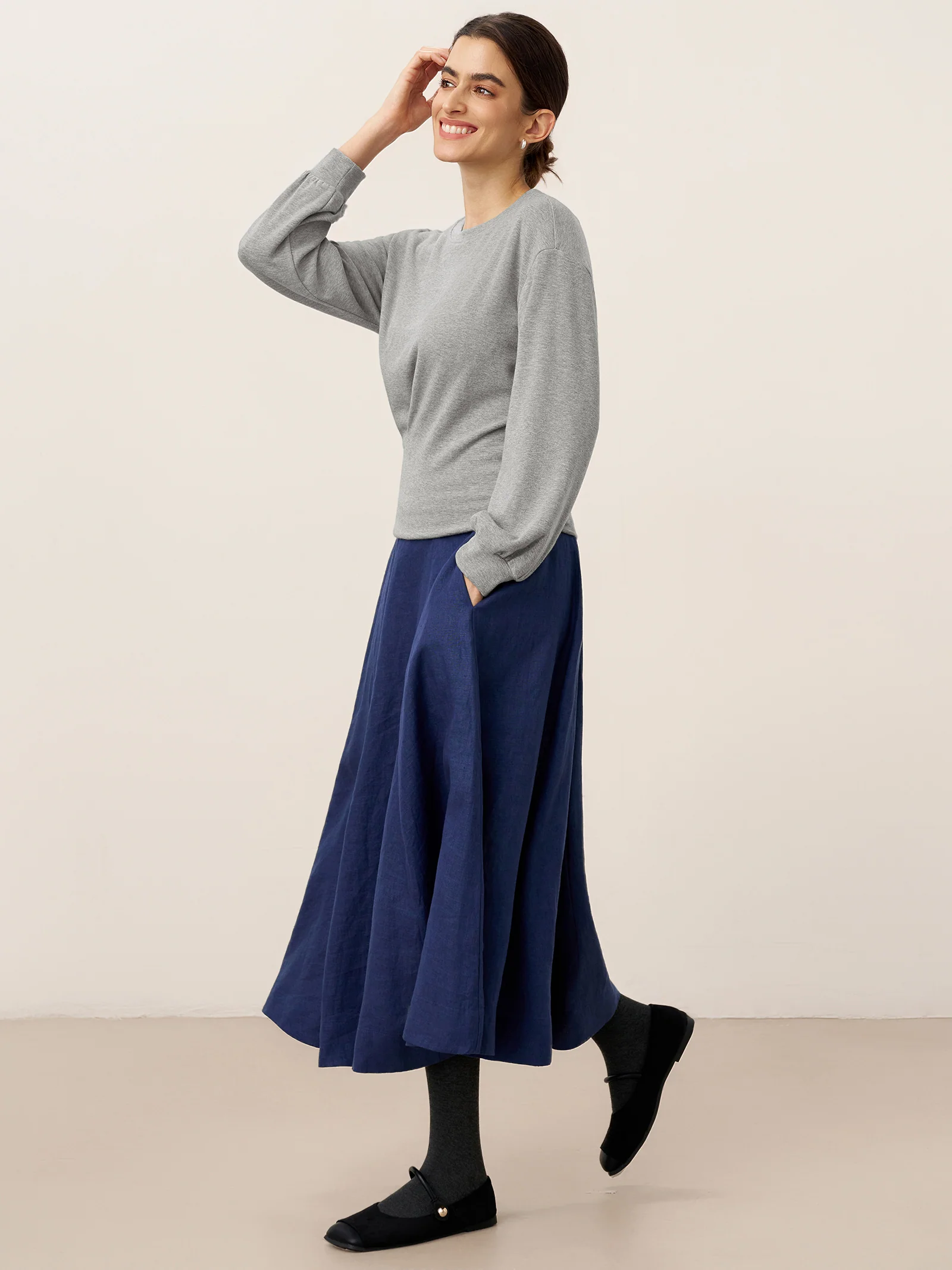 Asymmetric Ruched Stretch Knit Top CALLIOPE - Image 4