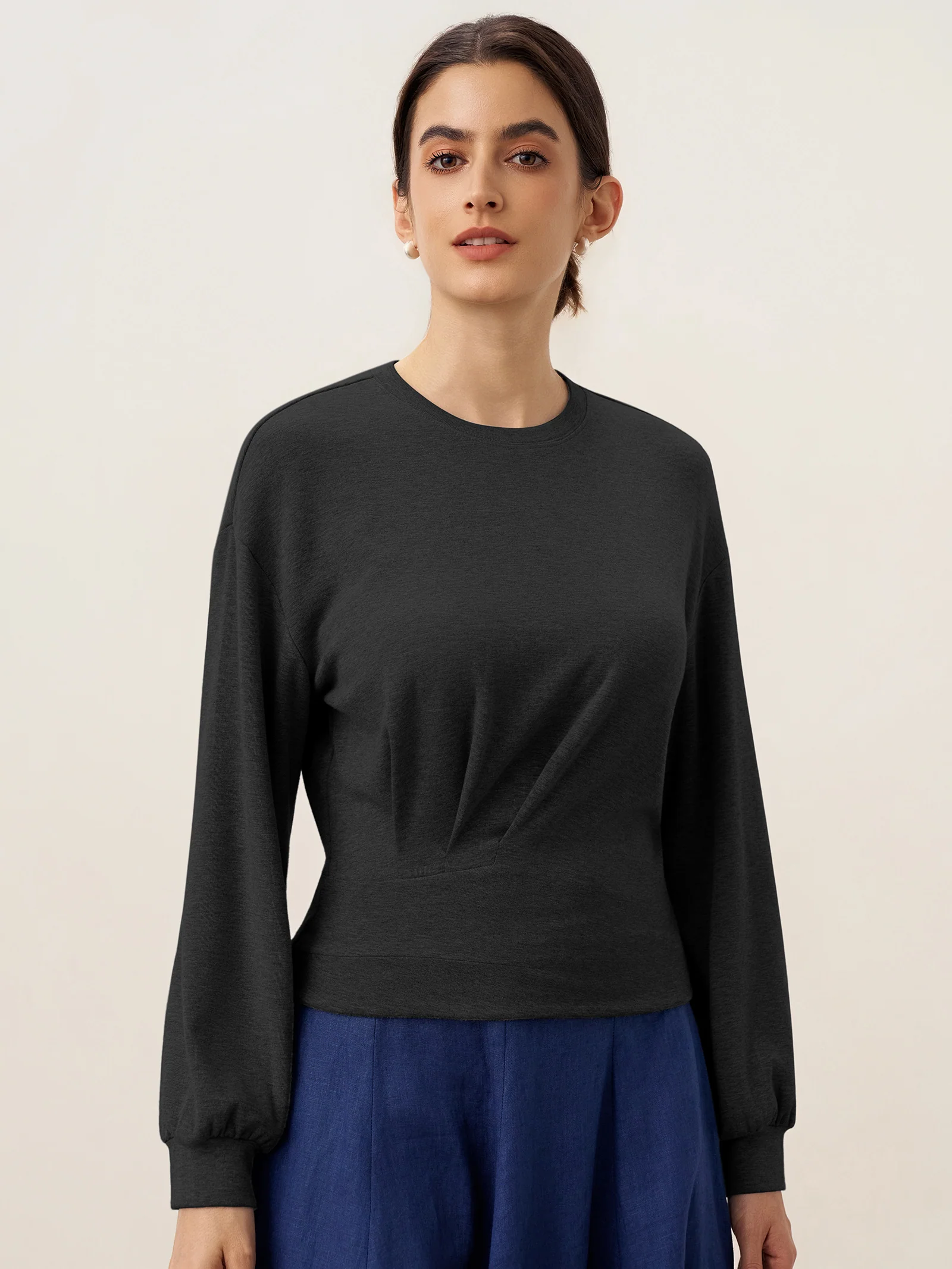 Asymmetric Ruched Stretch Knit Top CALLIOPE - Image 8