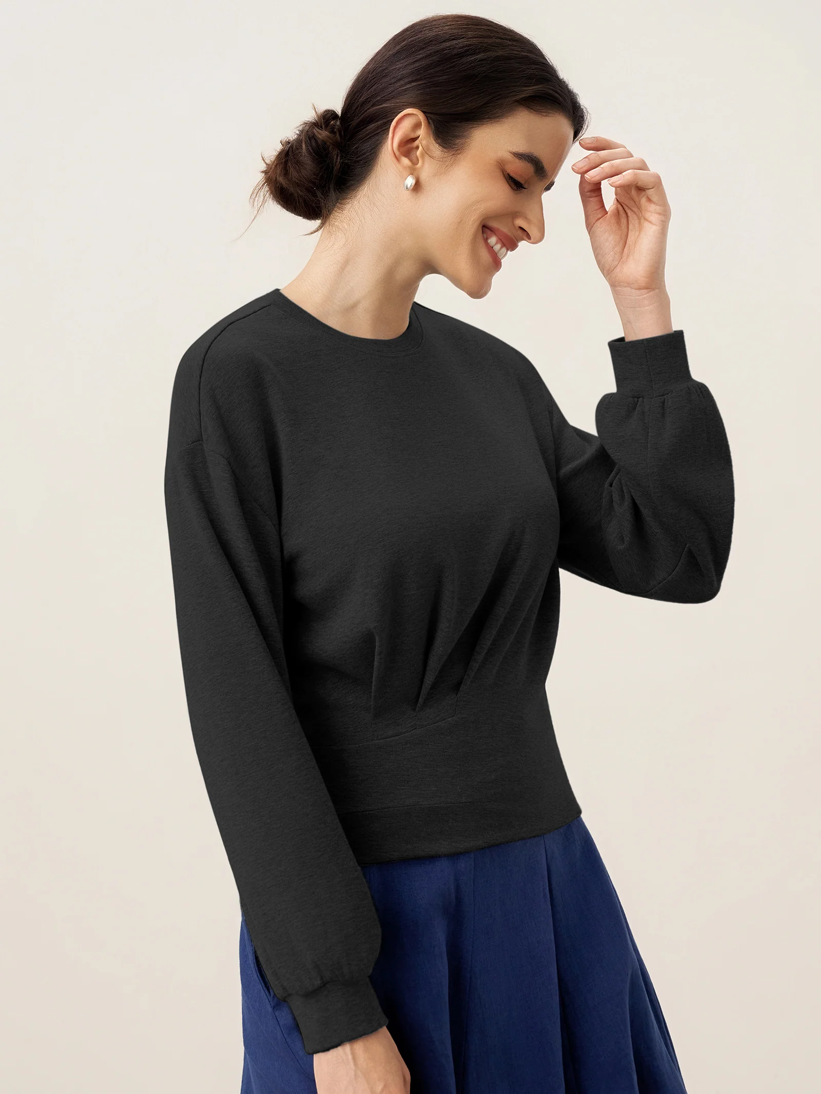 Asymmetric Ruched Stretch Knit Top CALLIOPE - Image 9