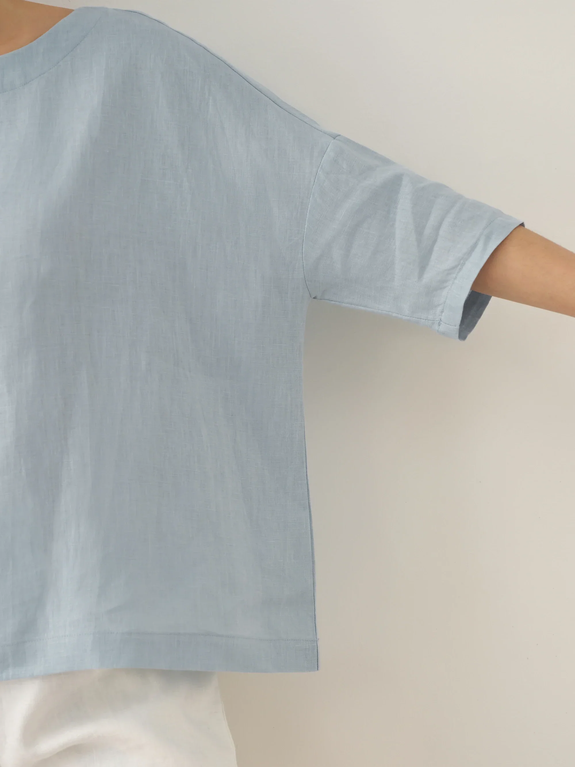 100% Linen Boatneck 3/4 Length Sleeve Top AURORA - Image 13