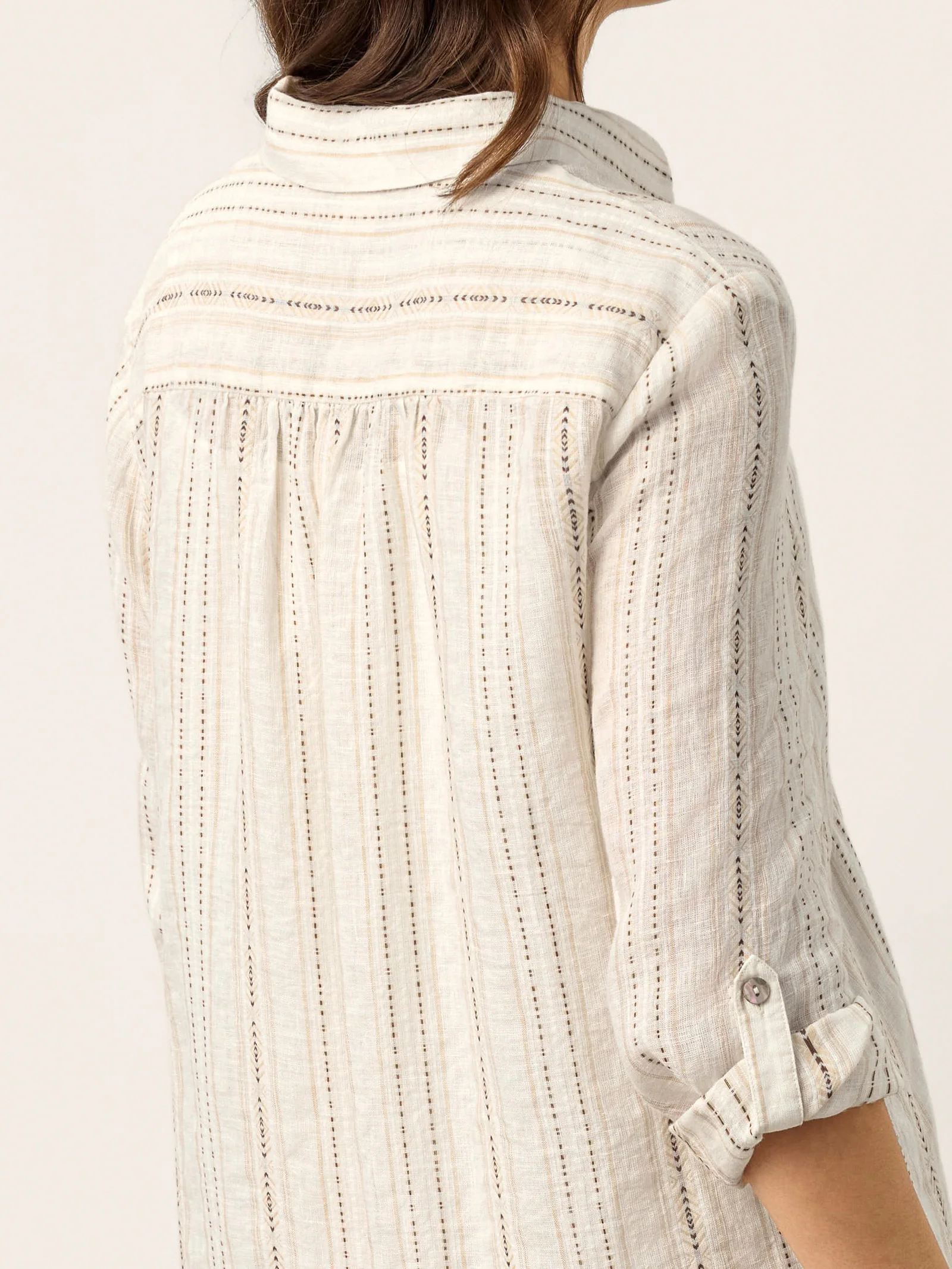 Linen Striped Tab-Sleeve Bohemia Shirt Dress BLYTHE - Image 10