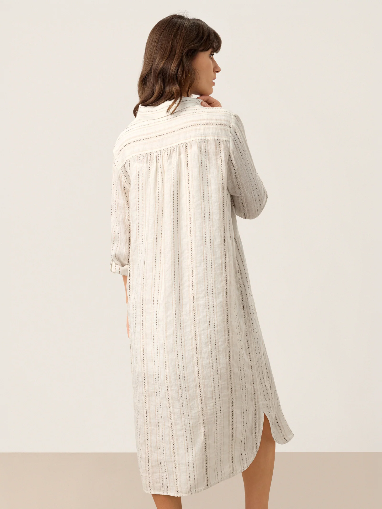 Linen Striped Tab-Sleeve Bohemia Shirt Dress BLYTHE - Image 7