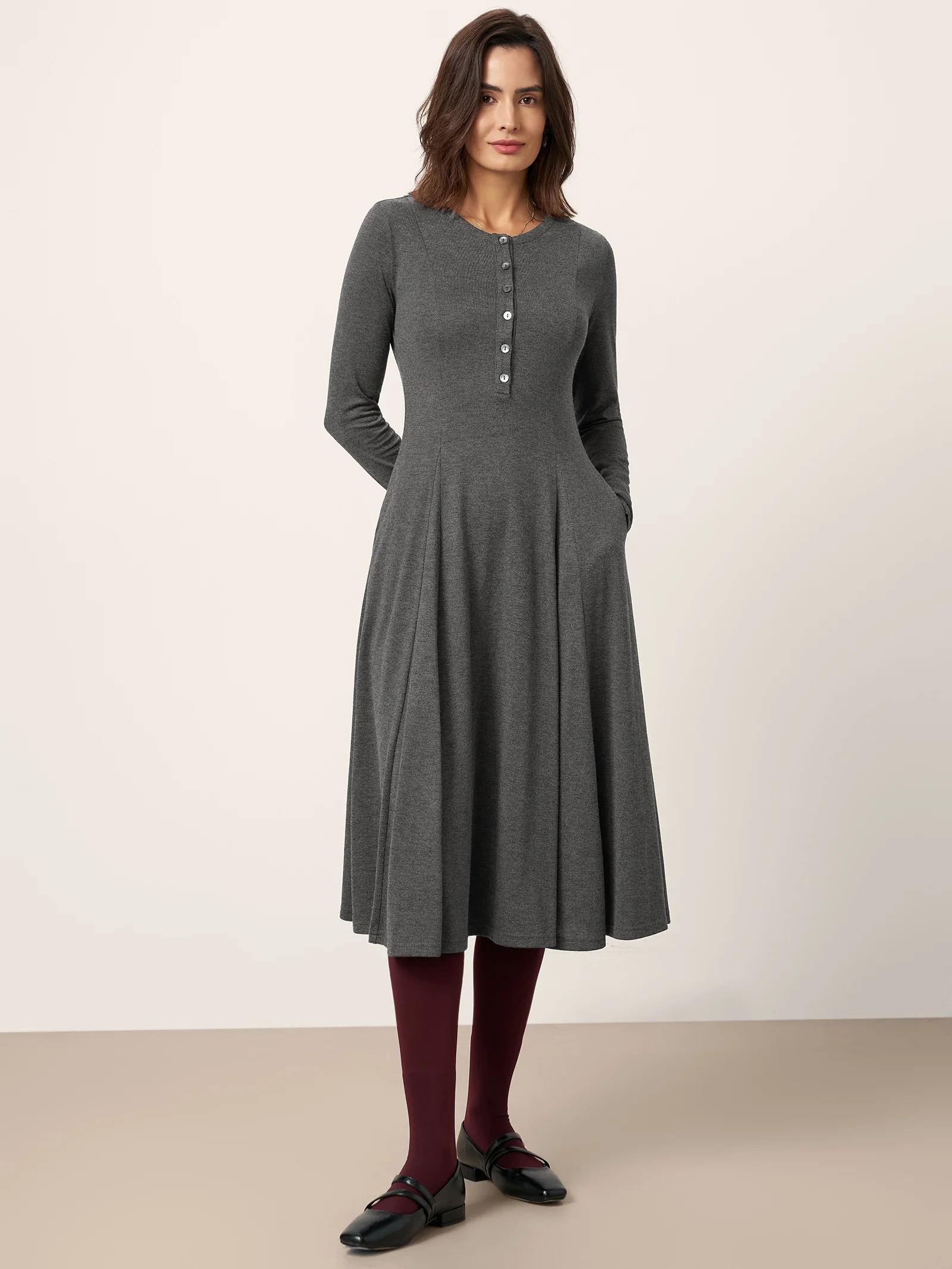 Cashmere Buttoned Panel Maxi Dress BREE - Image 2