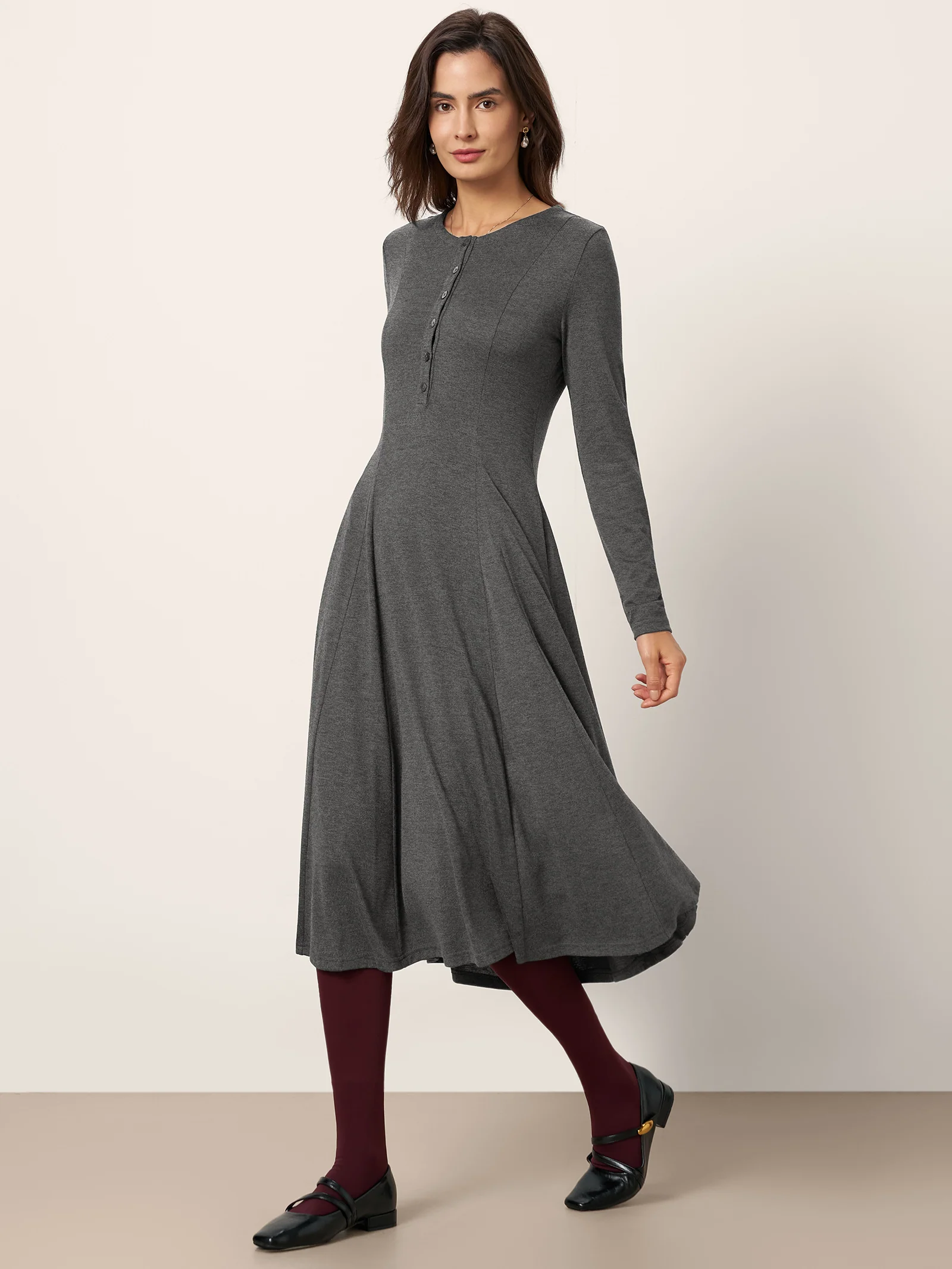 Cashmere Buttoned Panel Maxi Dress BREE - Image 3
