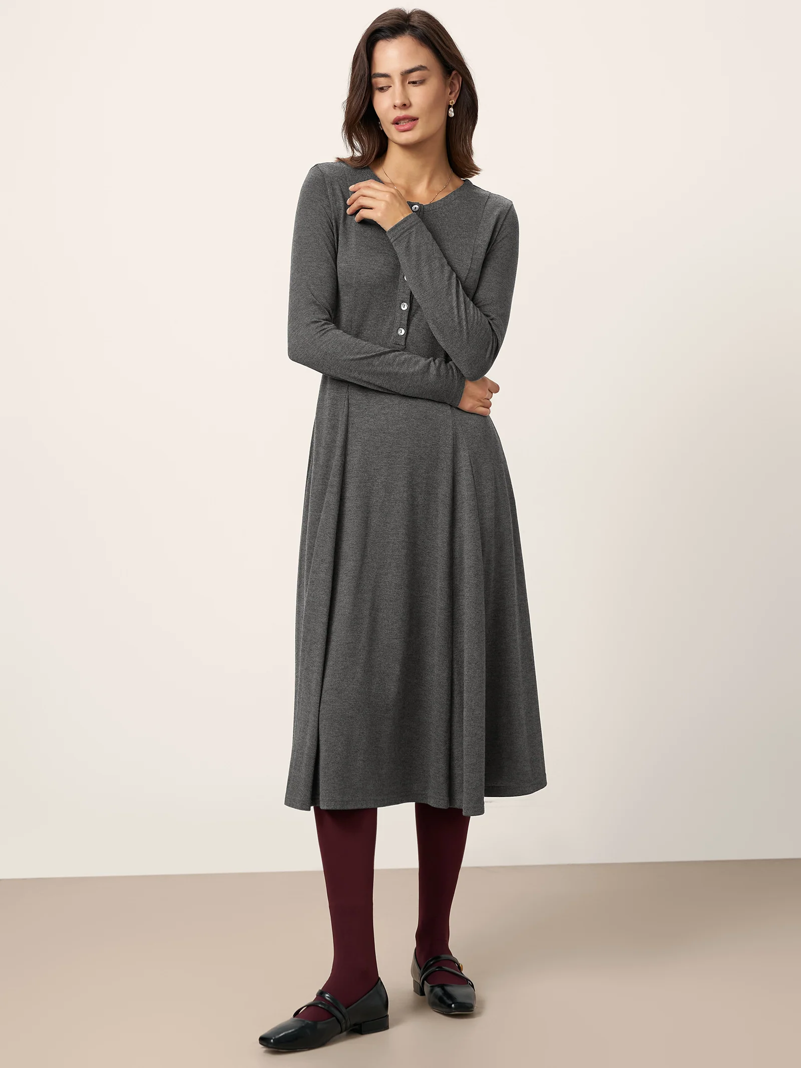 Cashmere Buttoned Panel Maxi Dress BREE - Image 4