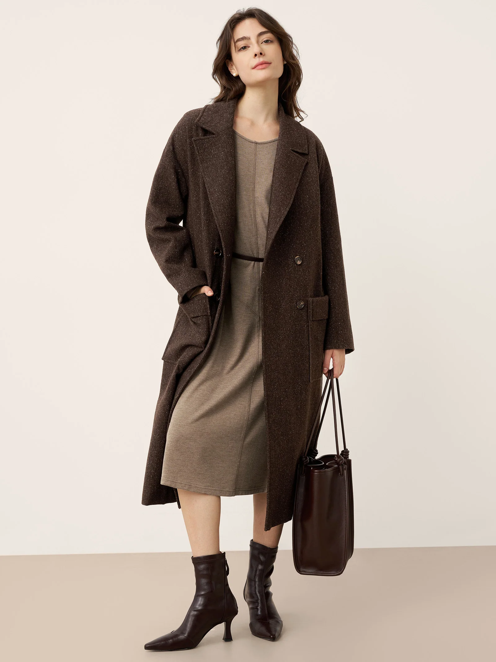 Cashmere Crew Neck Sculpted Seam A-Line Midi Dress HARLOW - Image 7
