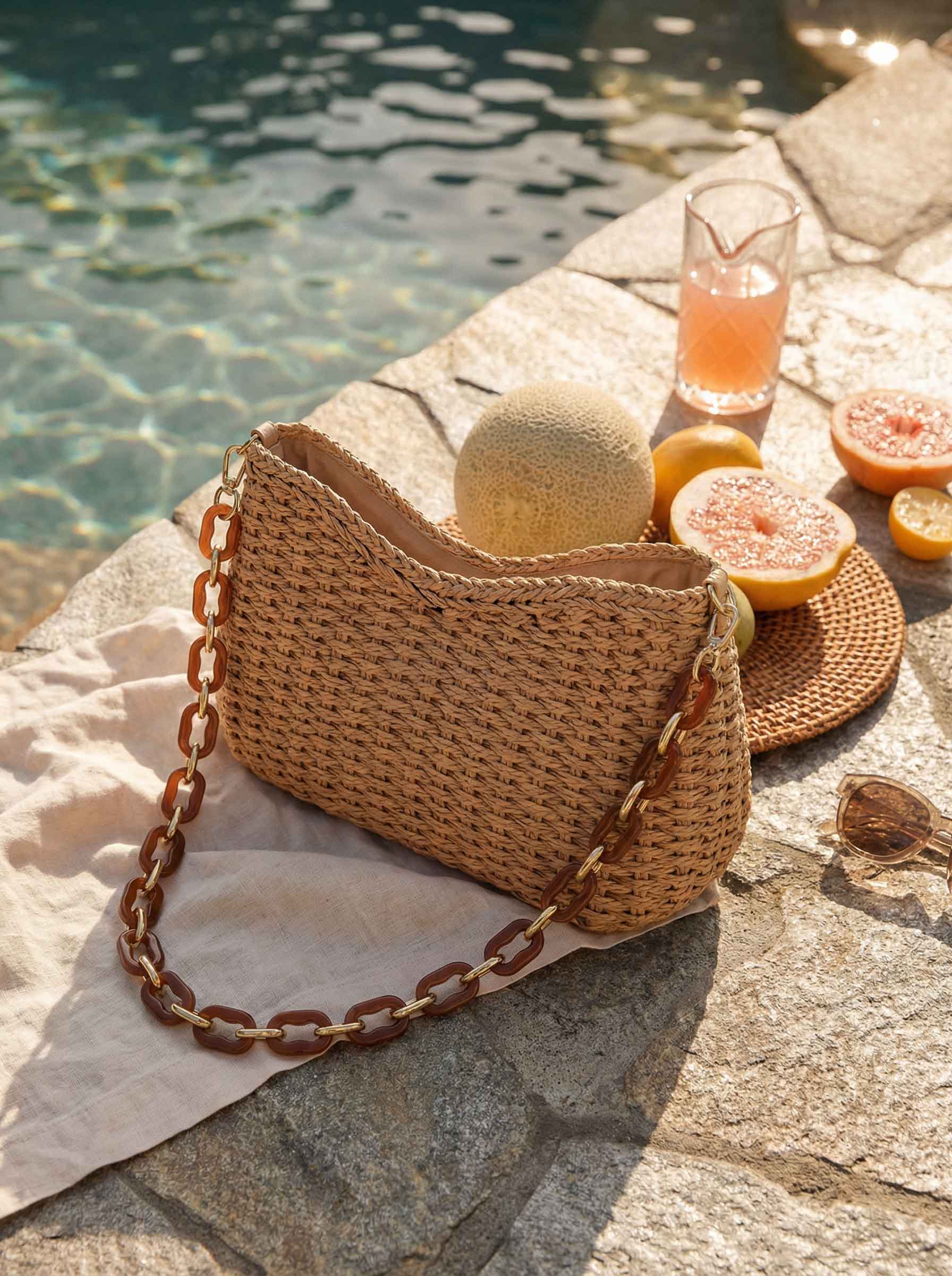 Colorful Woven Straw Shoulder Bag - Image 10