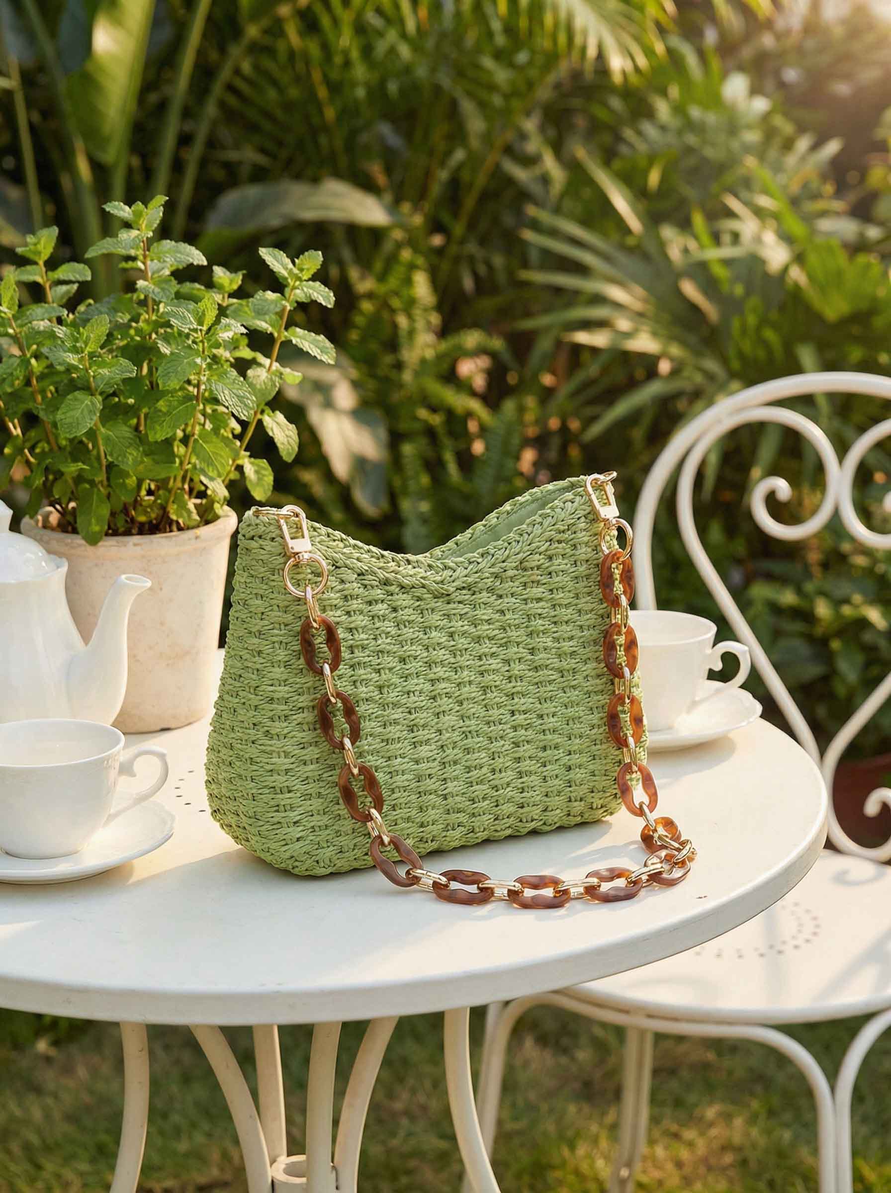 Colorful Woven Straw Shoulder Bag - Image 18