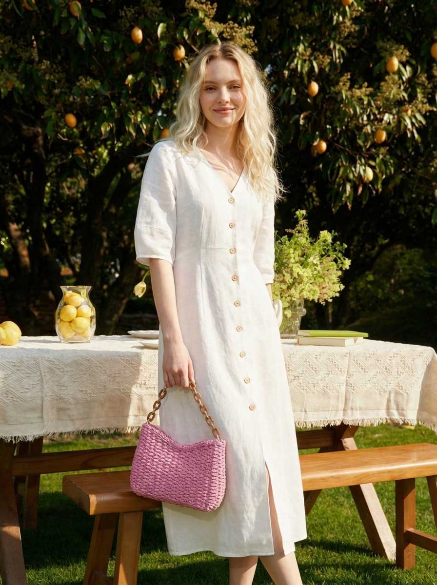 Colorful Woven Straw Shoulder Bag - Image 7