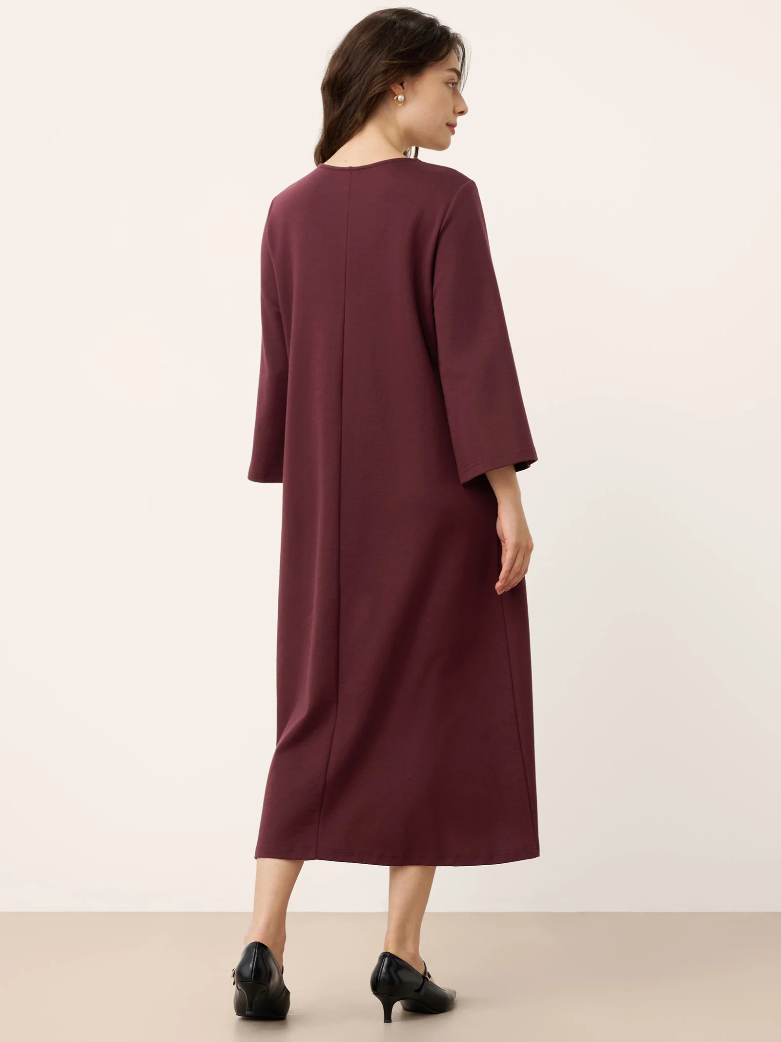 Cotton Asymmetric V-Neck Pleat Maxi Dress BELLATRIX - Image 4