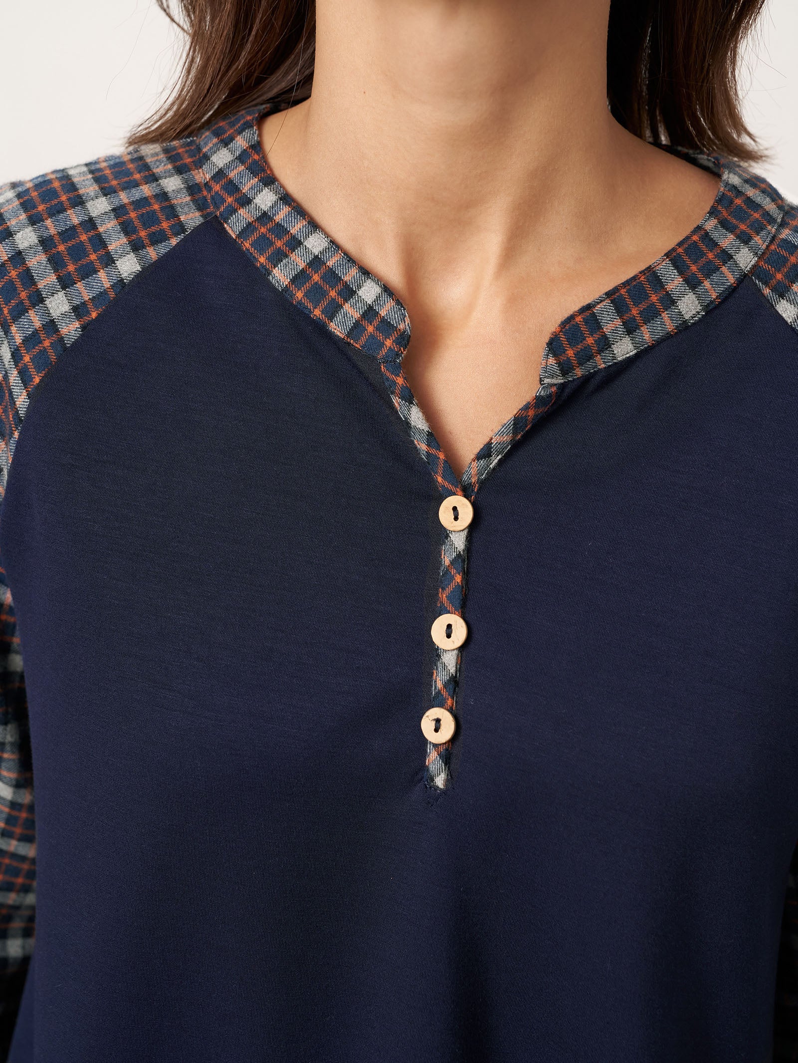 Cotton Contrast Collar Long Sleeve Top CARMEN - Image 6