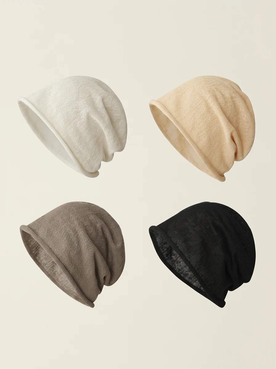 Cotton Linen Slouchy Beanie Lightweight Breathable Casual Hat - Image 9