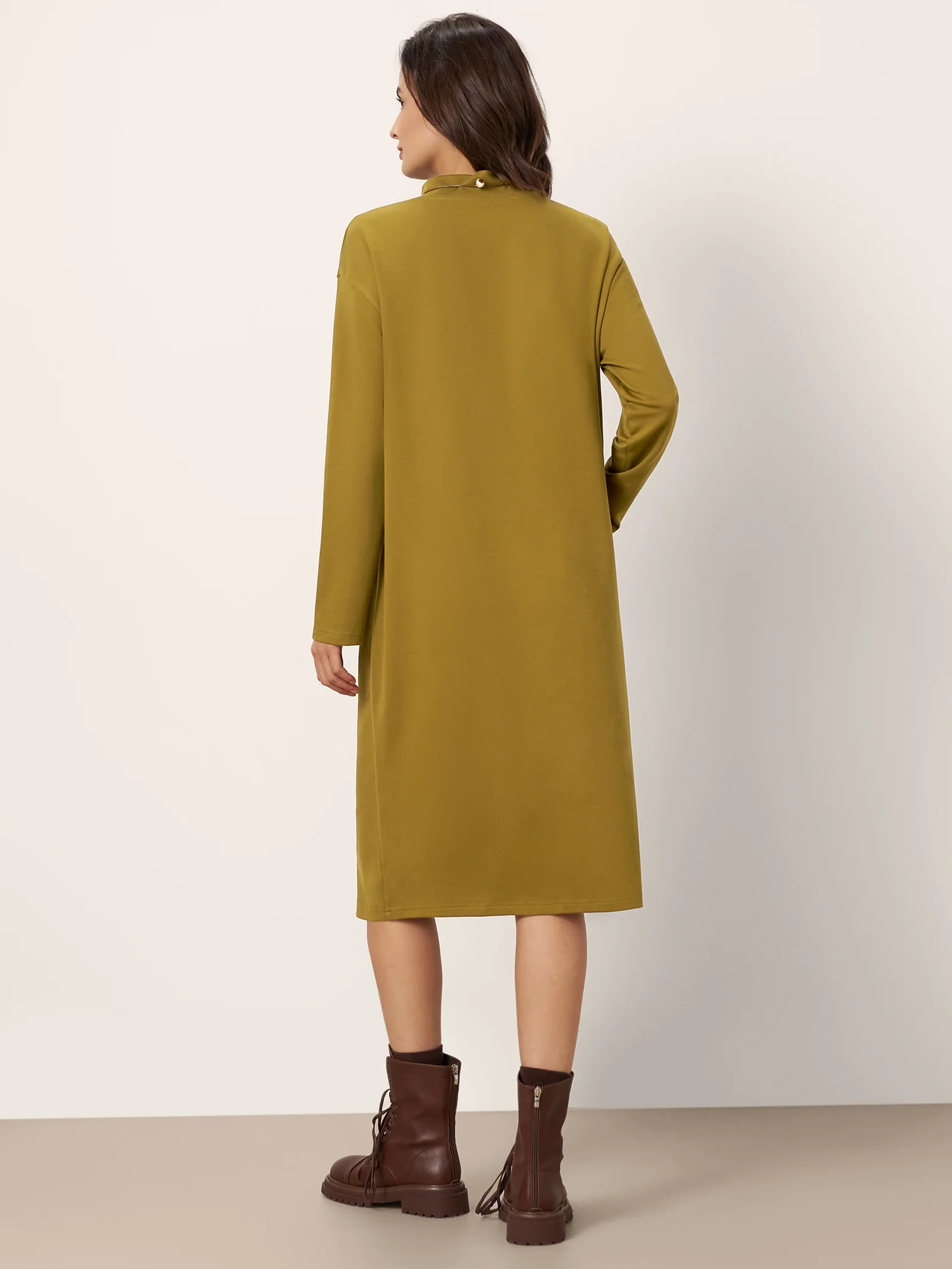 Cotton Overlap Collar Midi Dress ALANI - Image 4