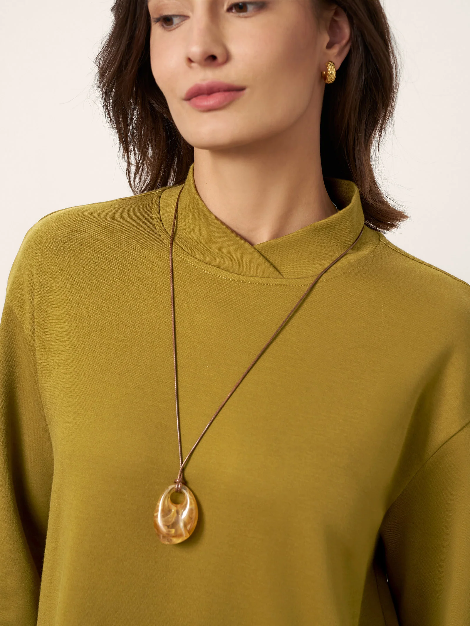 Cotton Overlap Collar Midi Dress ALANI - Image 5