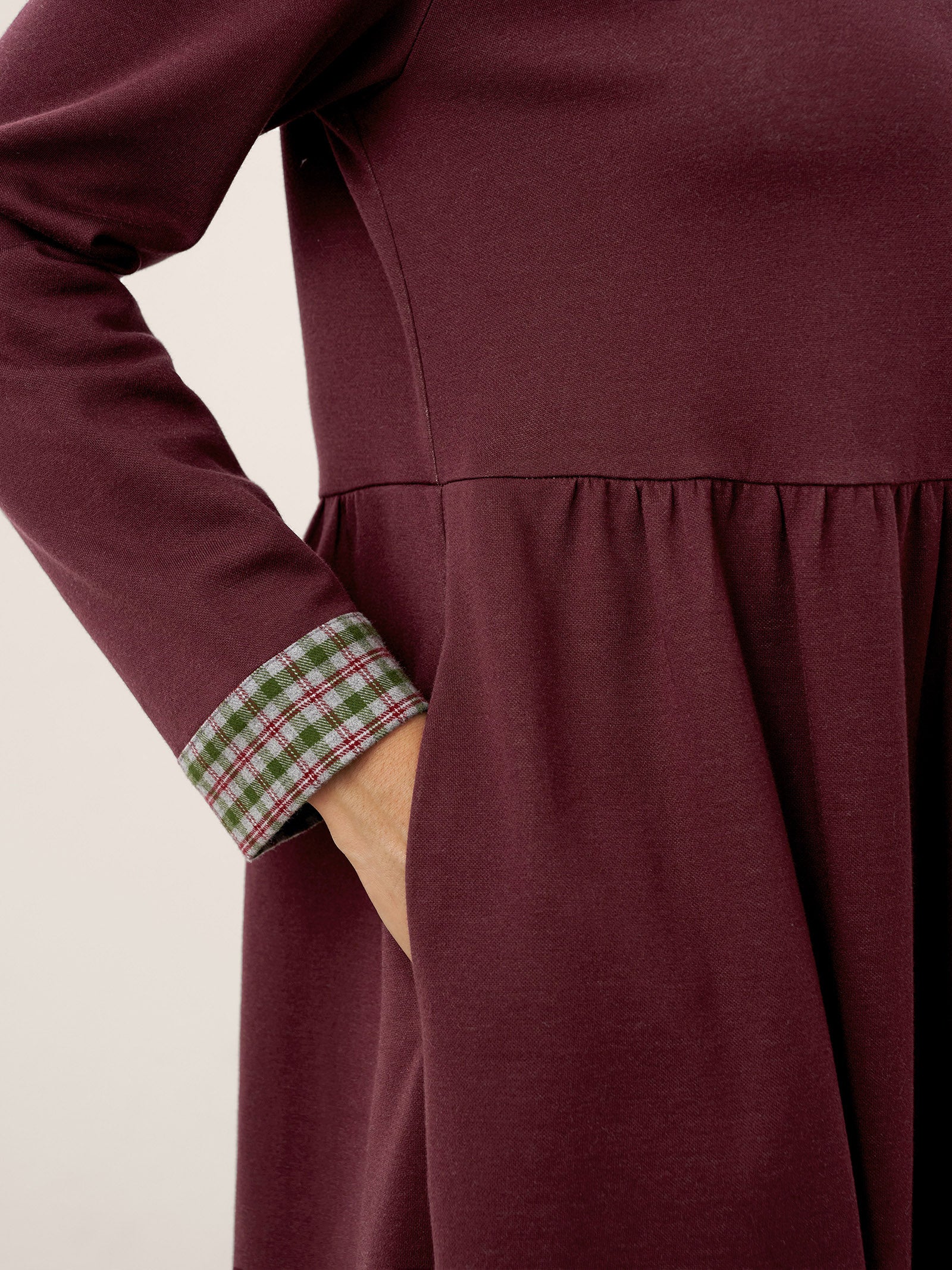 Organic Cotton Patchwork Cuff Crew Neck Casual Maxi Dress SCARLETT - Image 16
