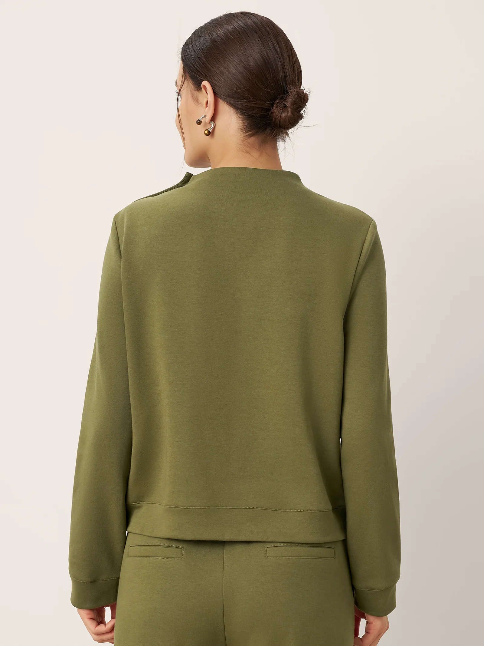 Cotton Shoulder Button Long Sleeve Top MYRA - Image 4