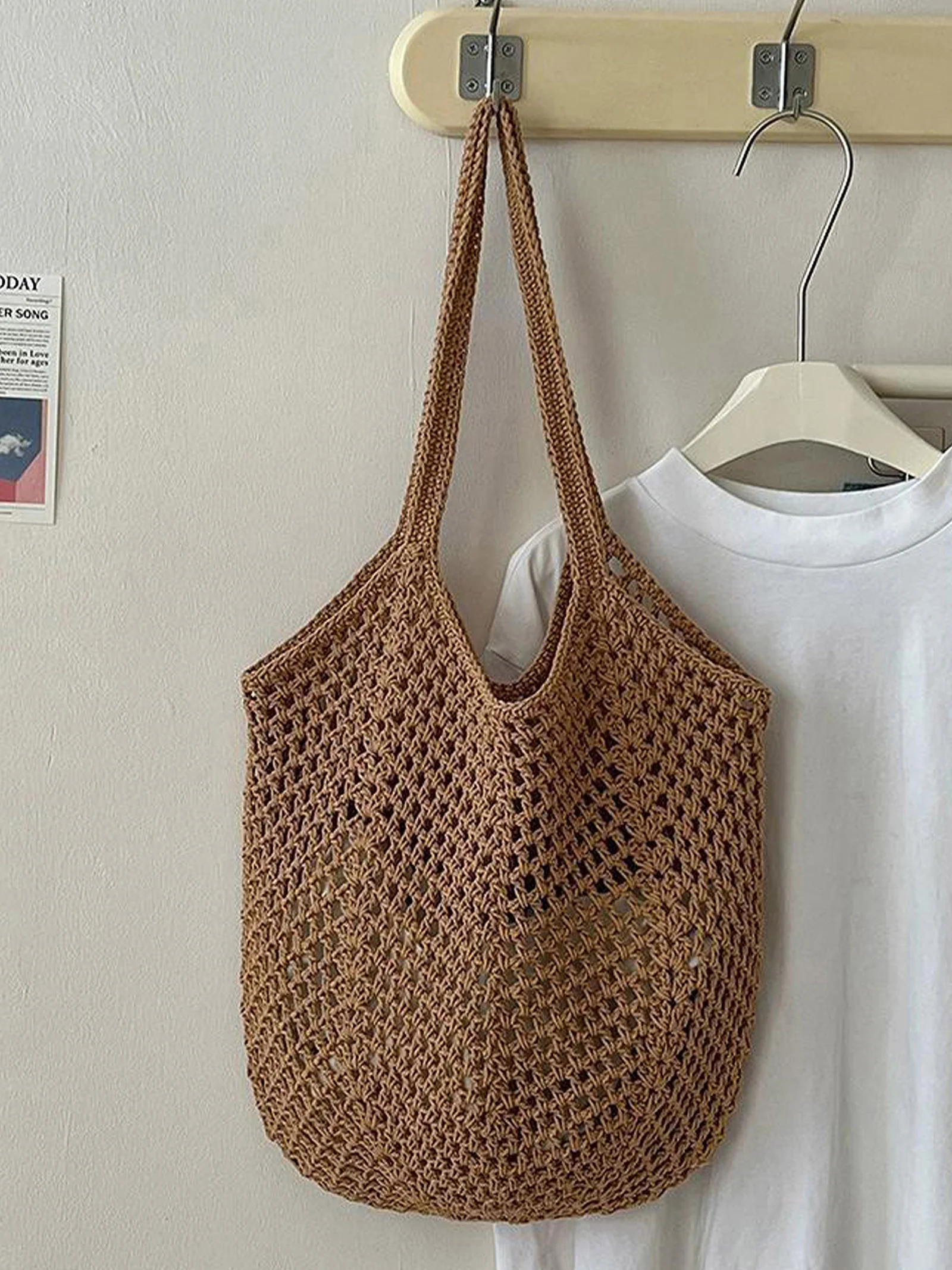 Cotton Woven Openwork Beach Tote Bag
