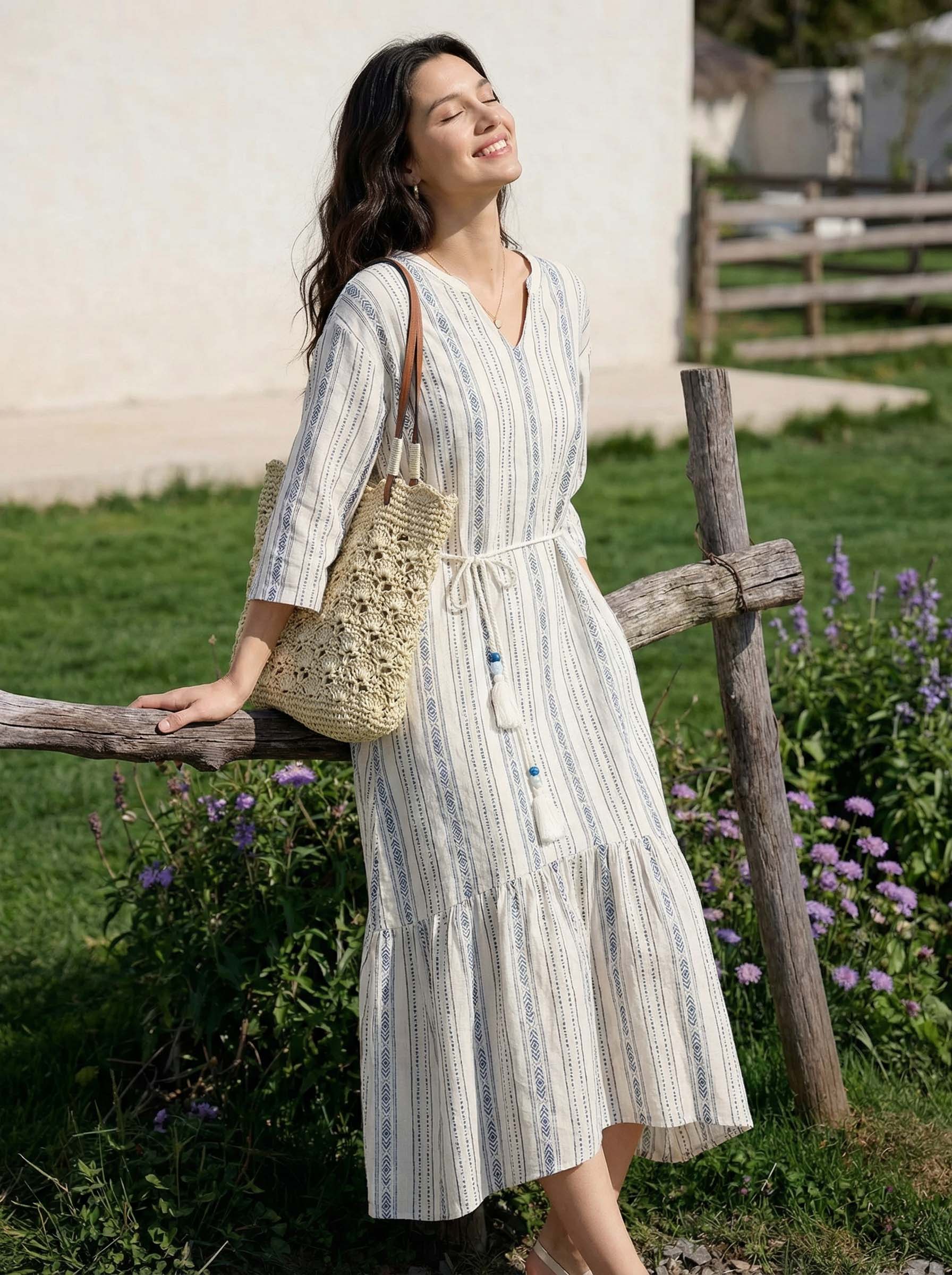 Crochet Woven Fan-Shape Shoulder Tote Bag - Image 9