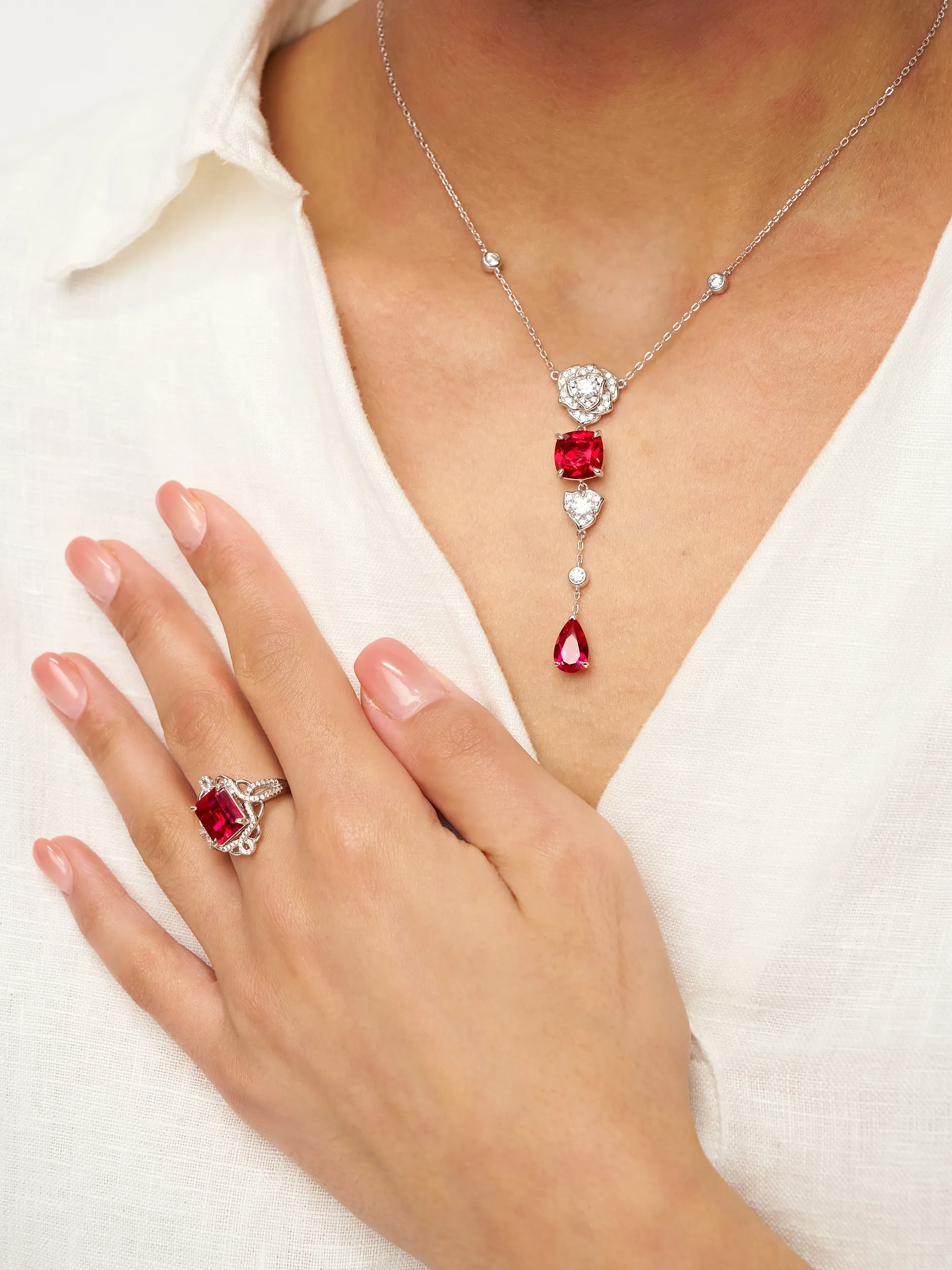 Exquisite Ruby Necklace - Ruby Veil - Image 3