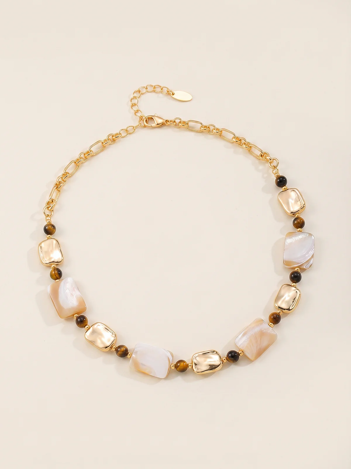 Golden Shell Mix Abalone Shell Beaded Necklace