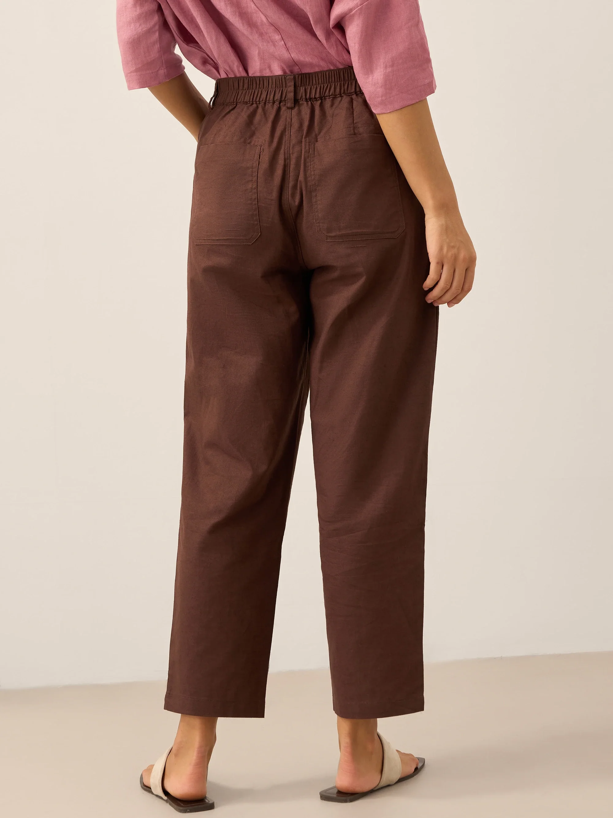 Linen Simple Button Fly Trousers HEIDI - Image 12
