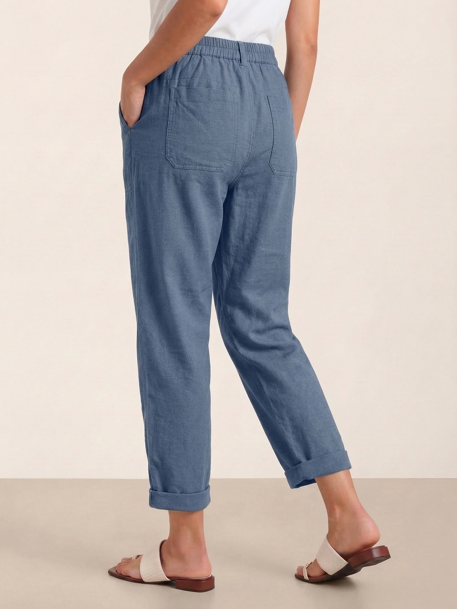 Linen Simple Button Fly Trousers HEIDI - Image 20