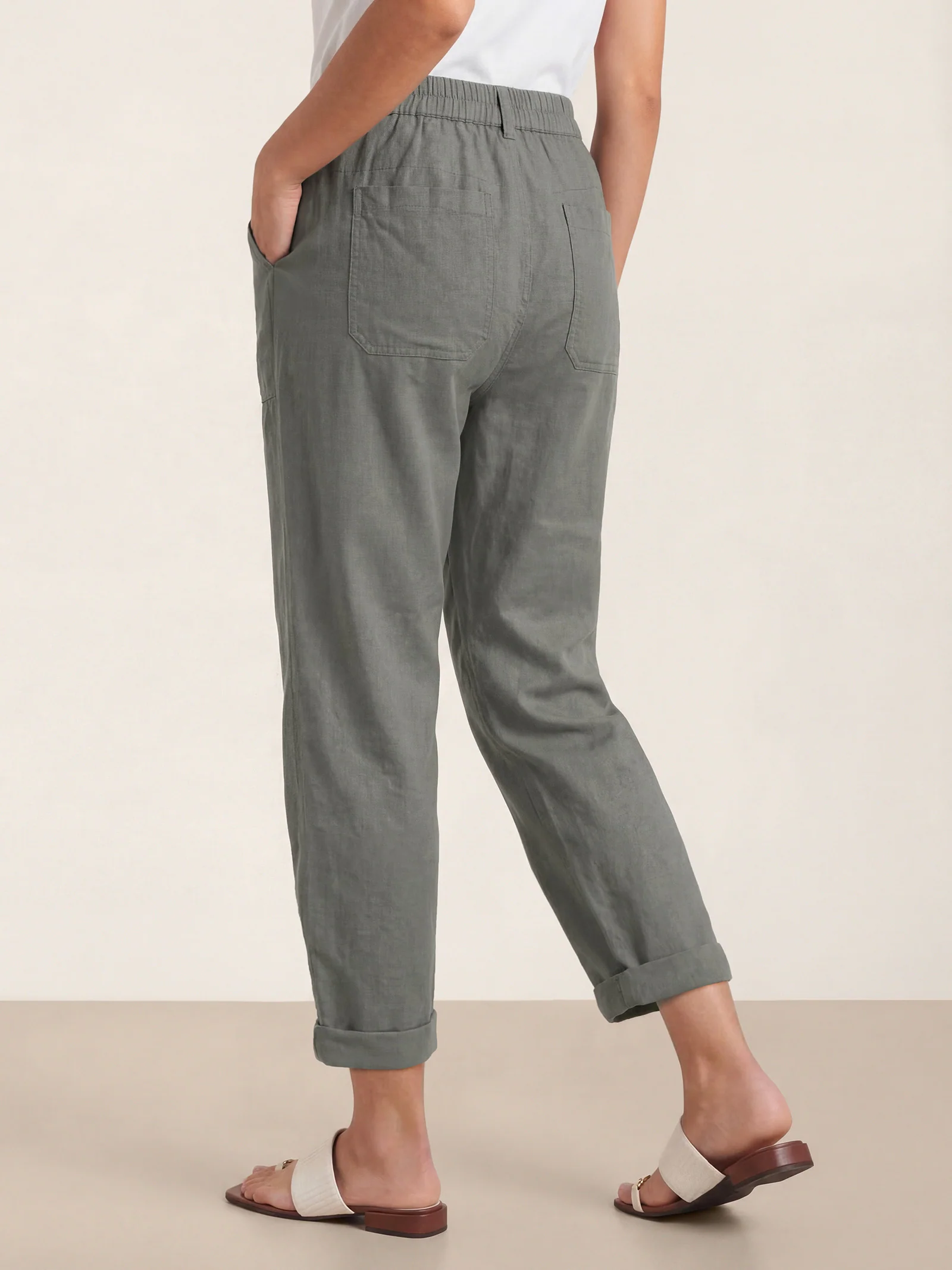Linen Simple Button Fly Trousers HEIDI - Image 25