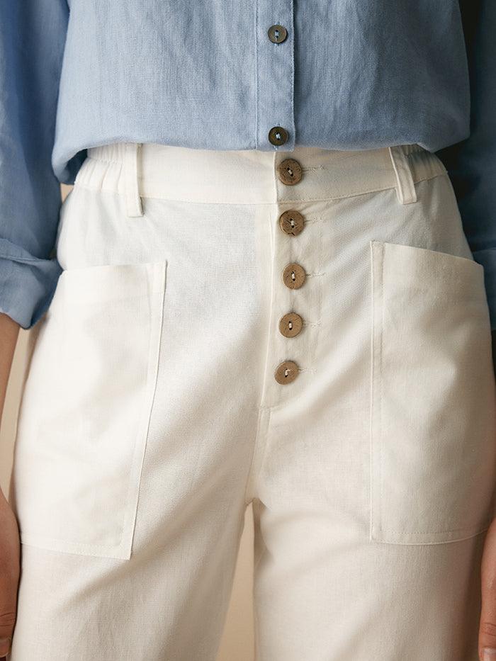Linen Simple Button Fly Trousers HEIDI - Image 33