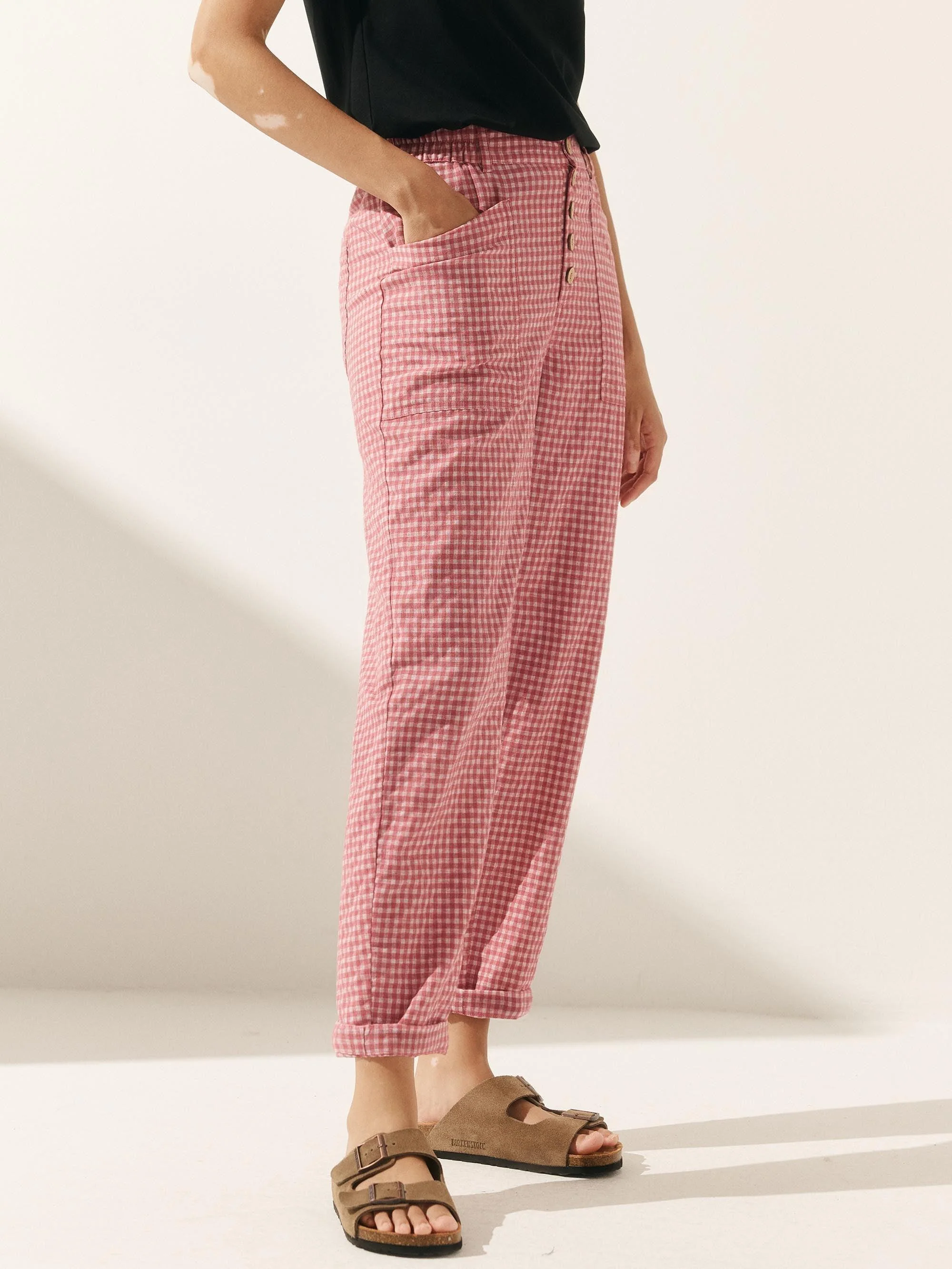 Linen Simple Button Fly Trousers HEIDI - Image 35