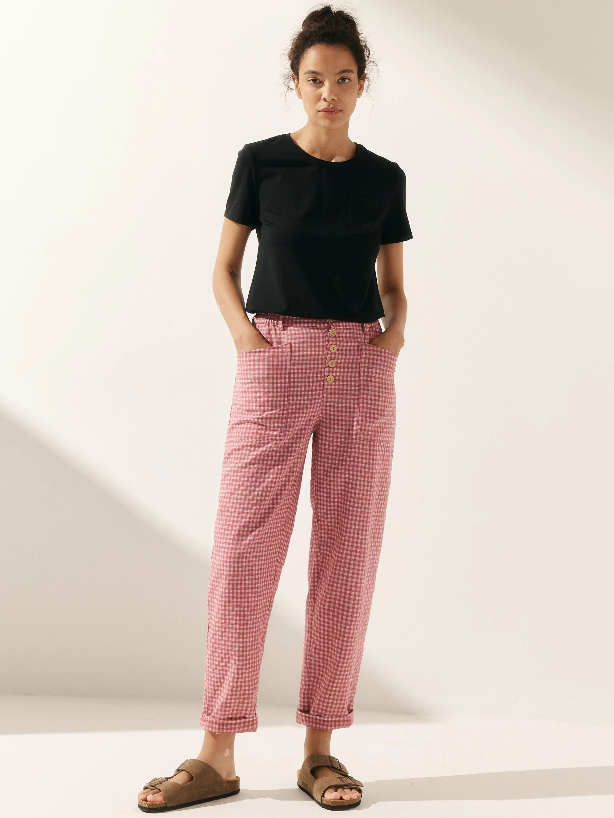 Linen Simple Button Fly Trousers HEIDI - Image 37