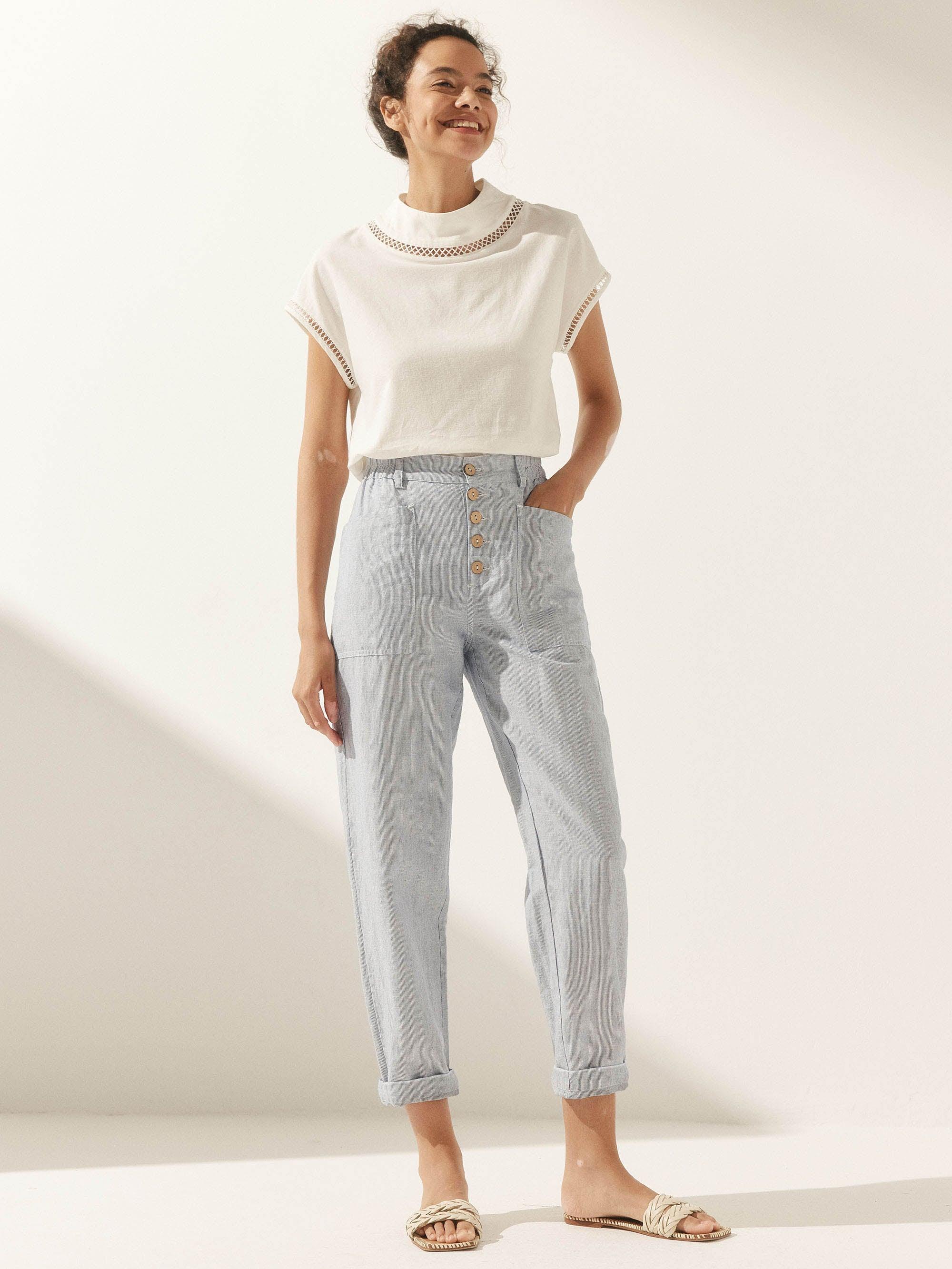 Linen Simple Button Fly Trousers HEIDI - Image 40