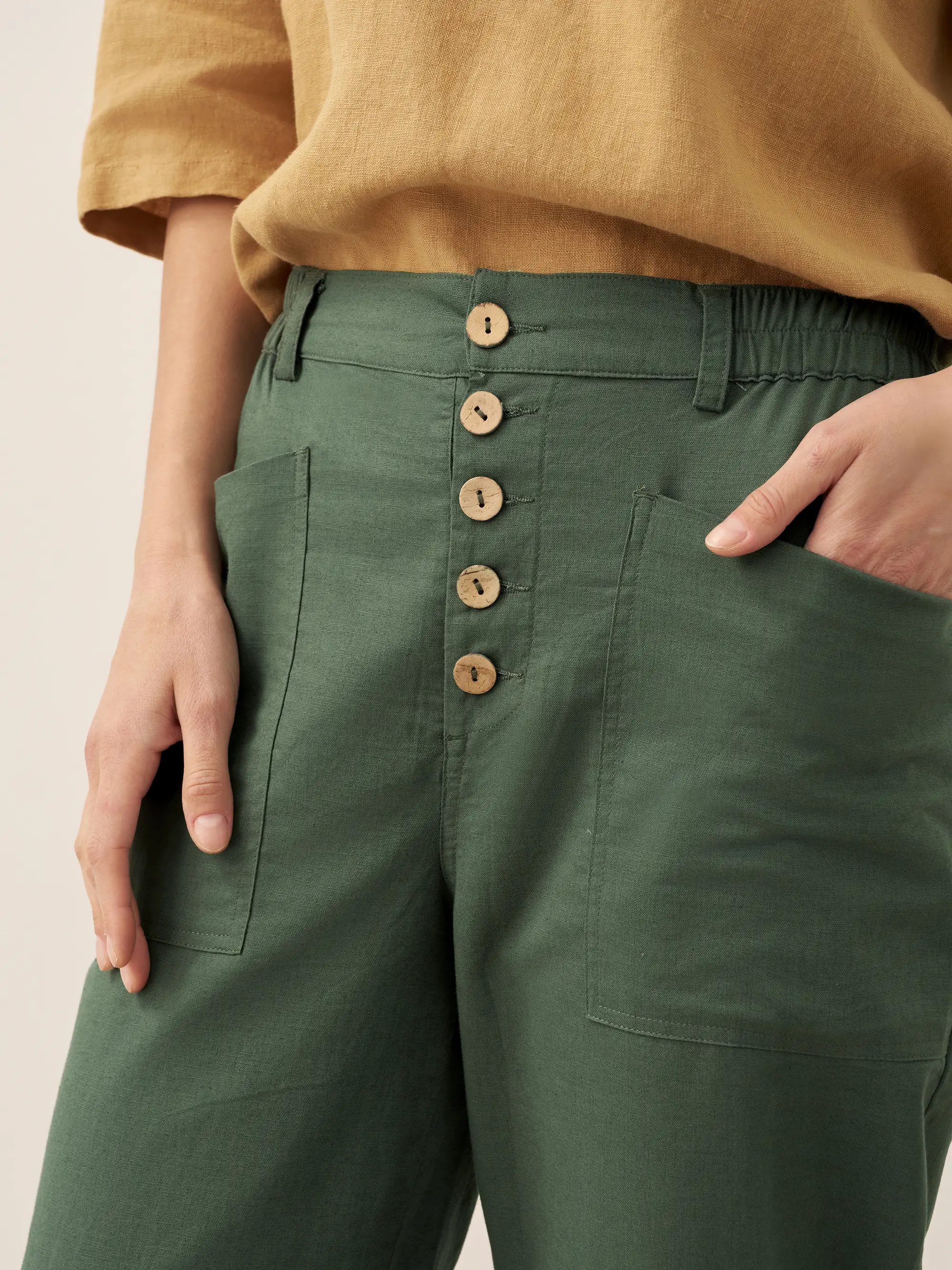 Linen Simple Button Fly Trousers HEIDI - Image 6