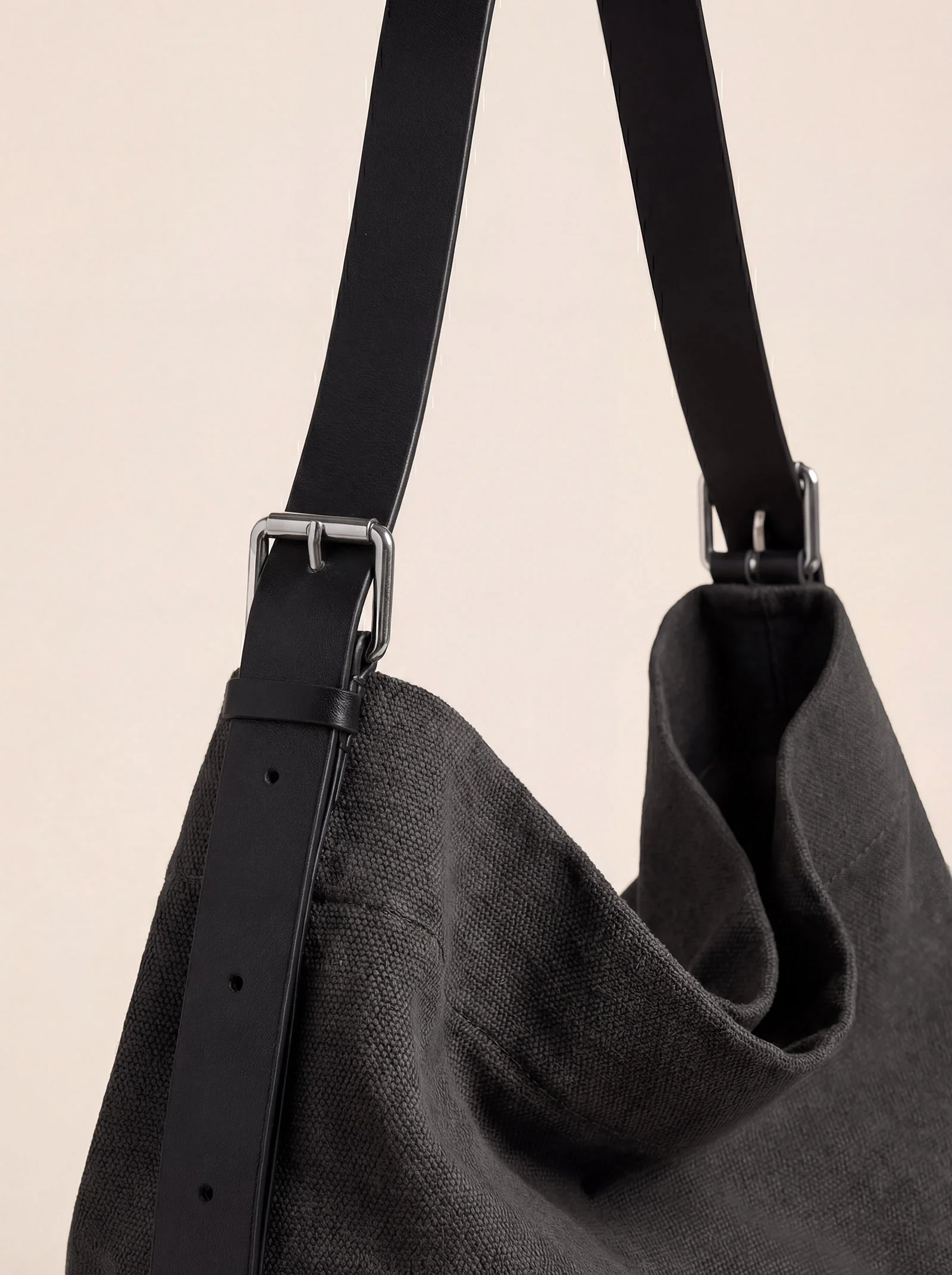 Large Canvas Tote Shoulder Bag Slouchy Relaxed Fit Hobo Bag - Image 10