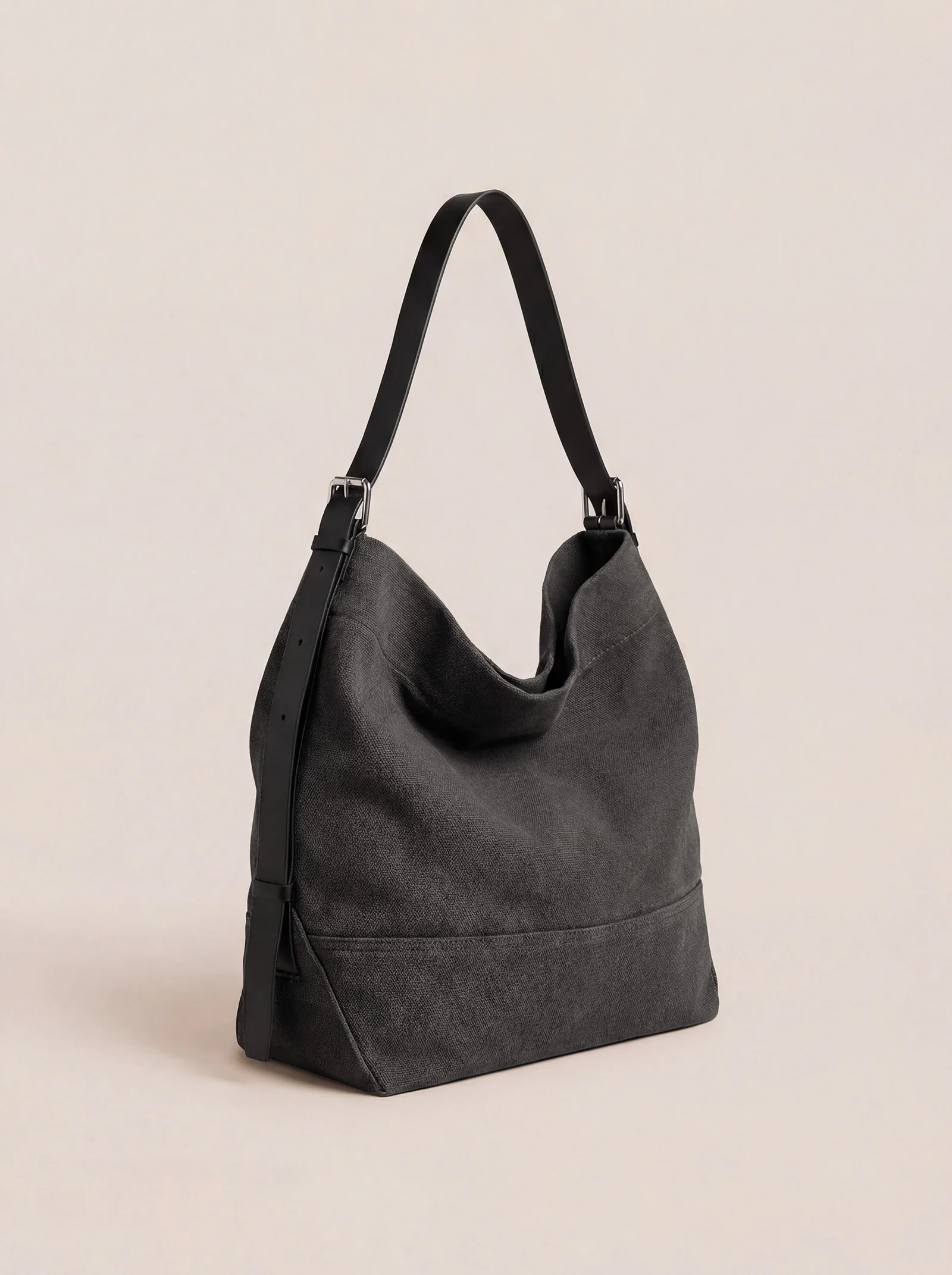 Large Canvas Tote Shoulder Bag Slouchy Relaxed Fit Hobo Bag - Image 12