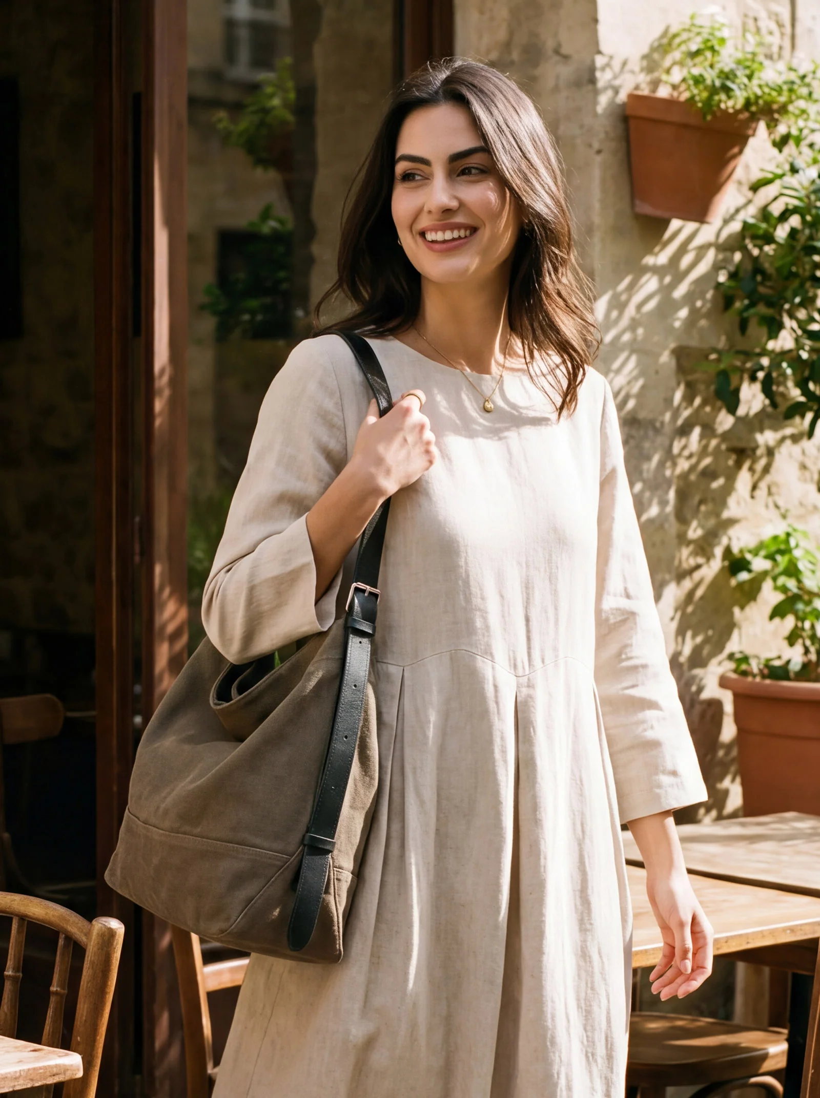 Large Canvas Tote Shoulder Bag Slouchy Relaxed Fit Hobo Bag - Image 3