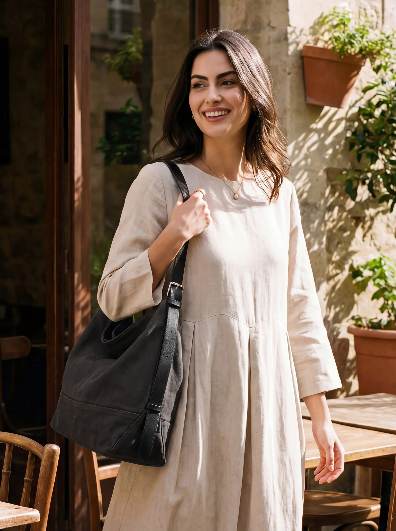 Large Canvas Tote Shoulder Bag Slouchy Relaxed Fit Hobo Bag - Image 8