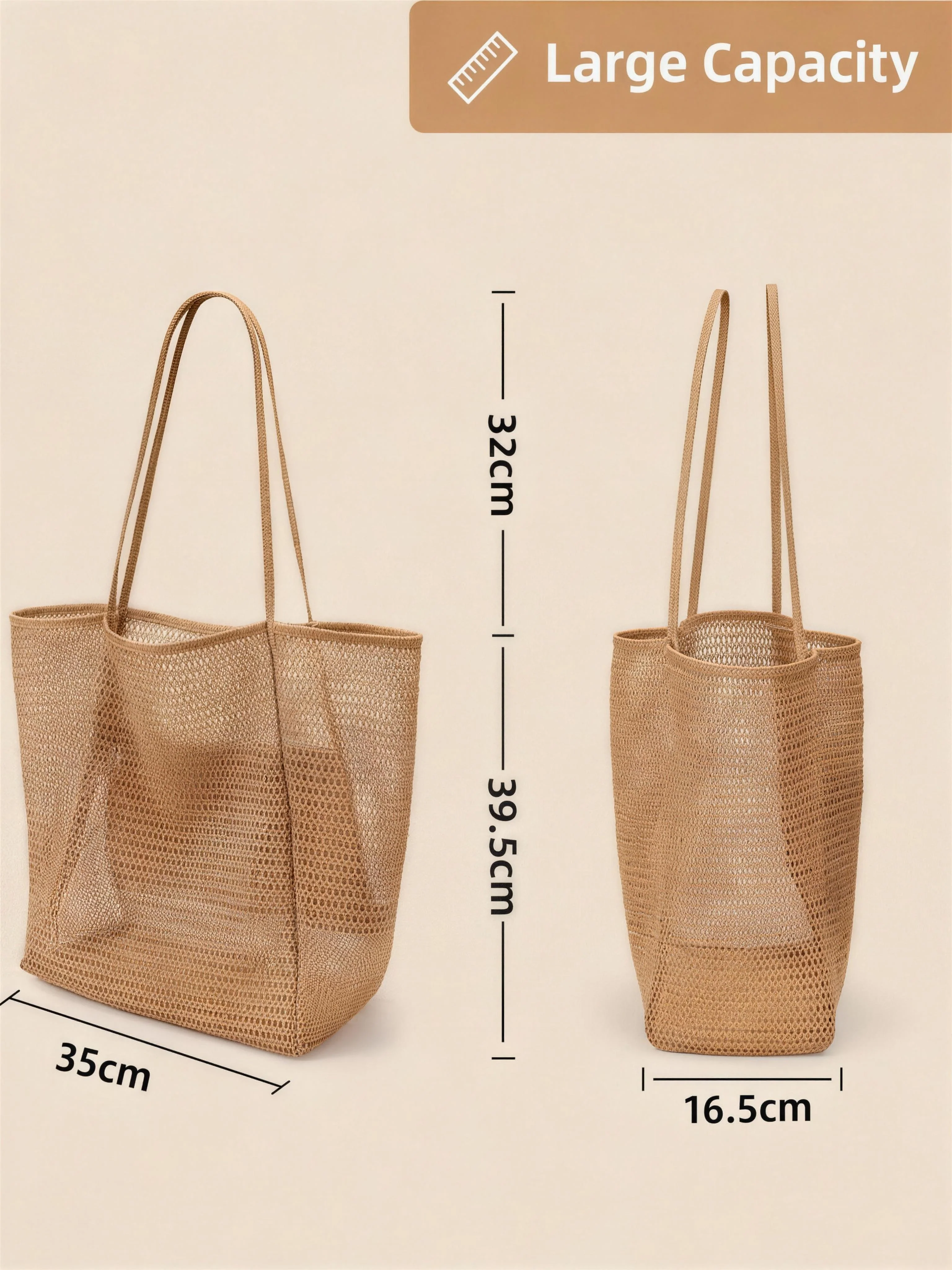 Large Lightweight Mesh Beach Tote Bag Sandproof Travel Bag - Image 6