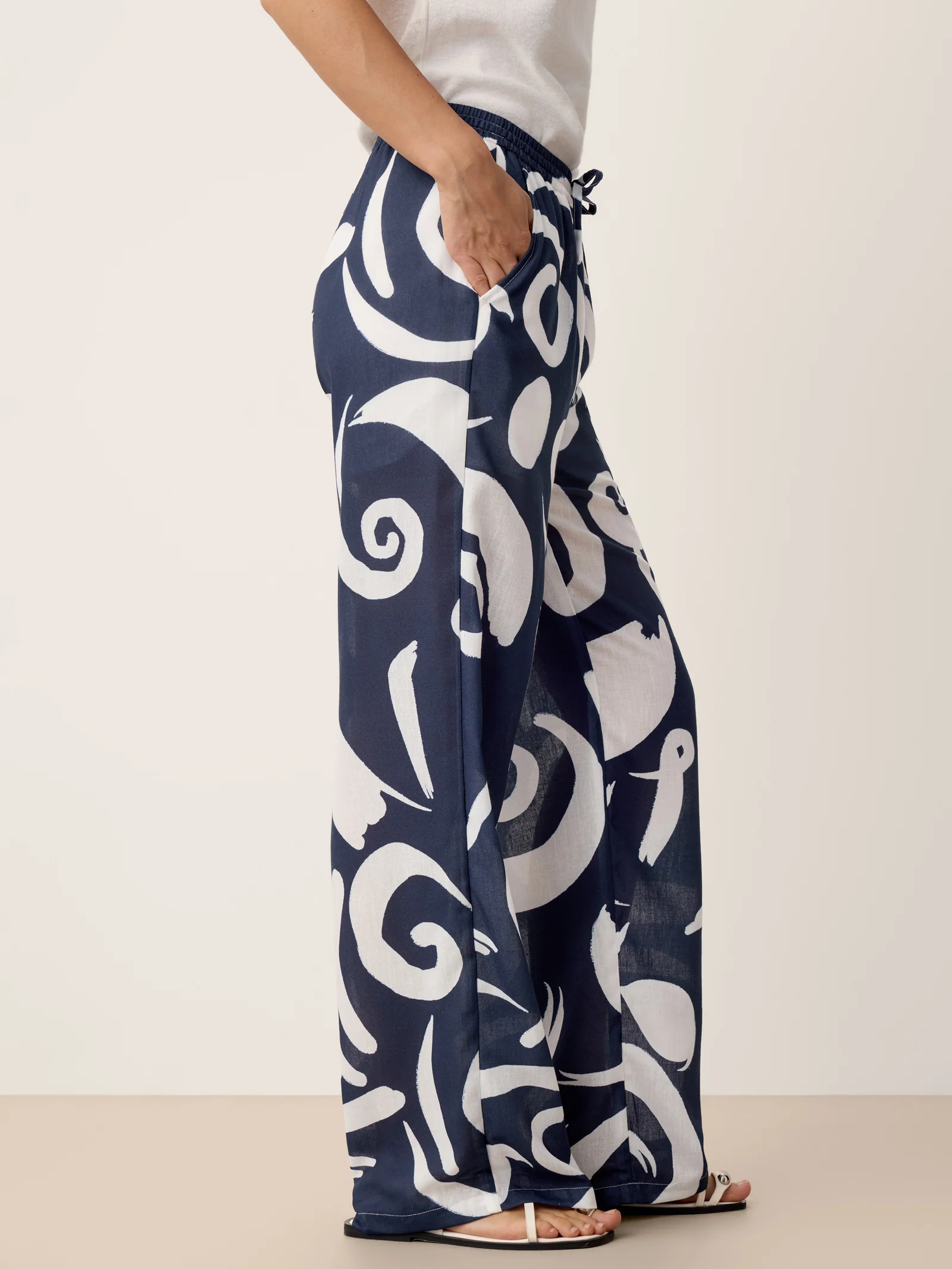 Linen Abstract-Print Straight-Leg Pants ORLA - Image 5