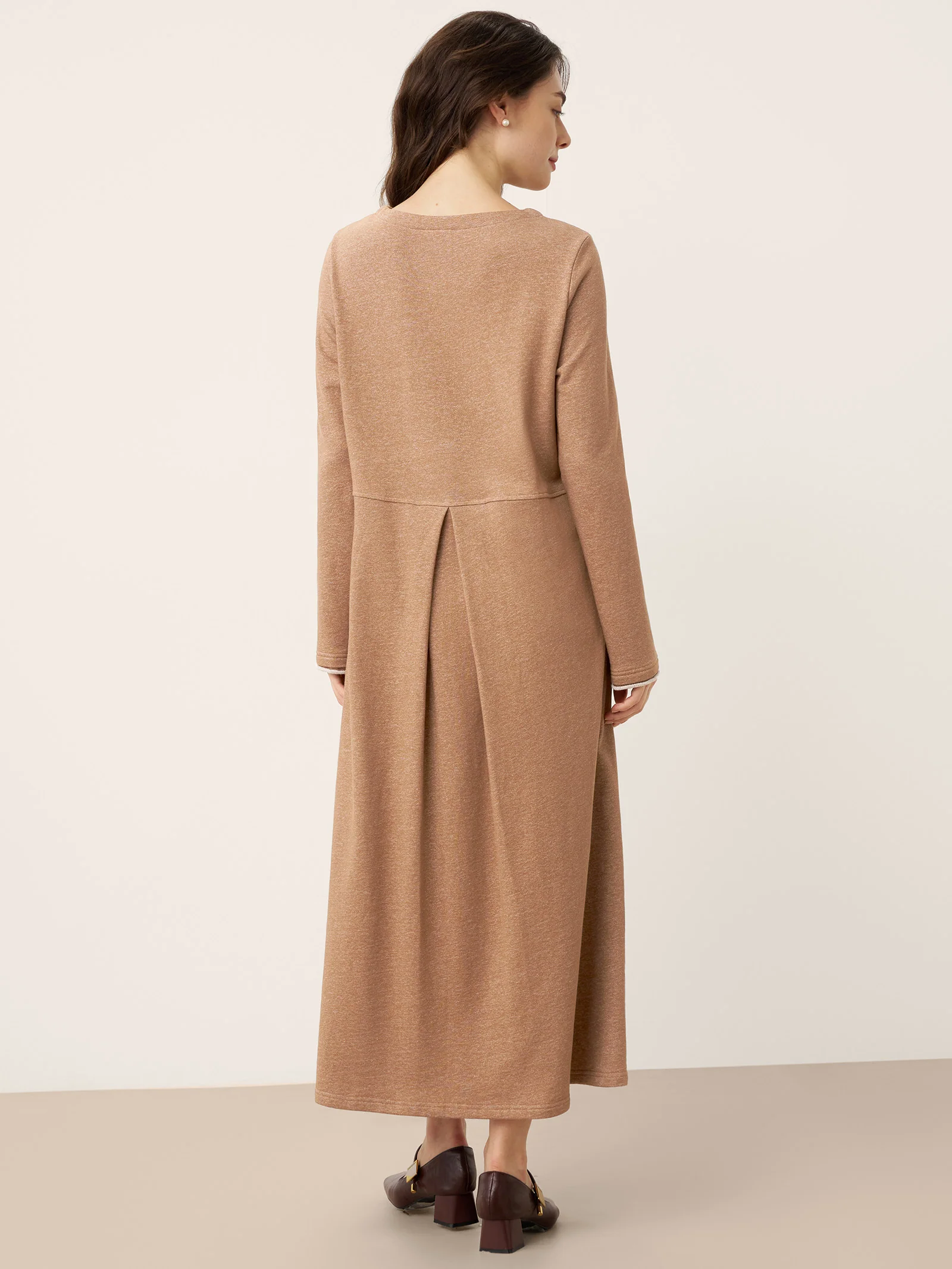 Linen Cotton Colorblock Trim Pocket Maxi Dress CLEMENTINE - Image 3