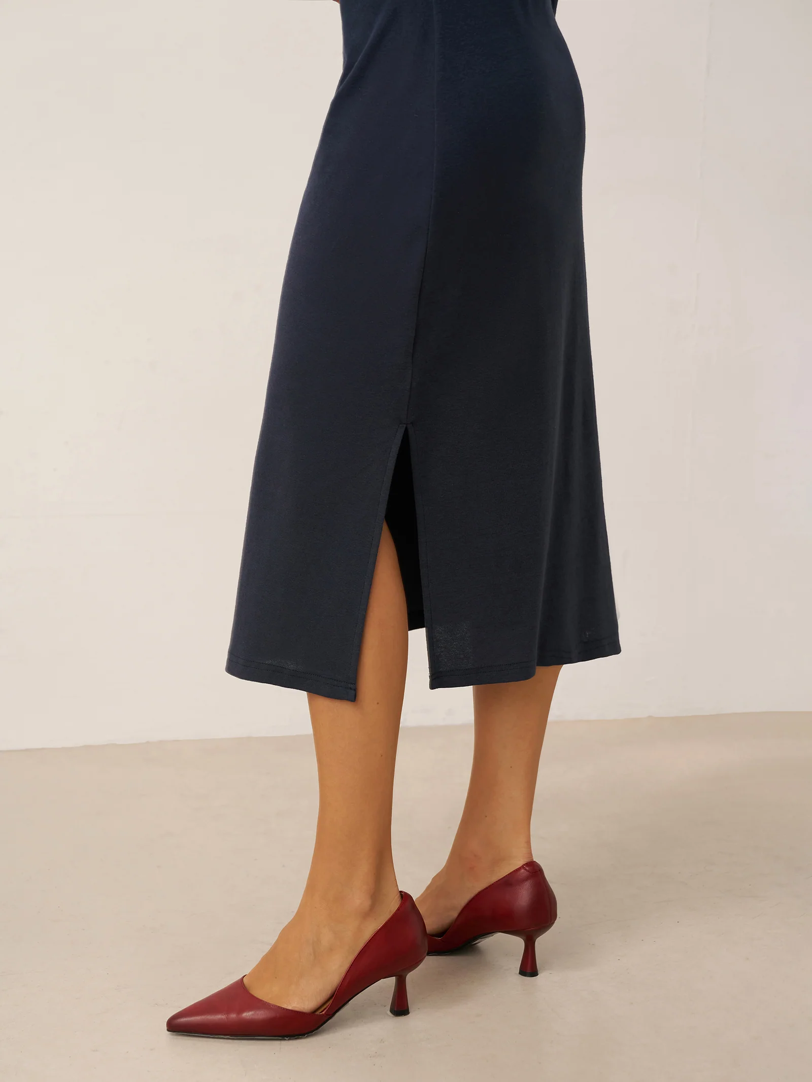 Crossover V-Neck Wrap Stretch Midi Dress MARNIE - Image 10