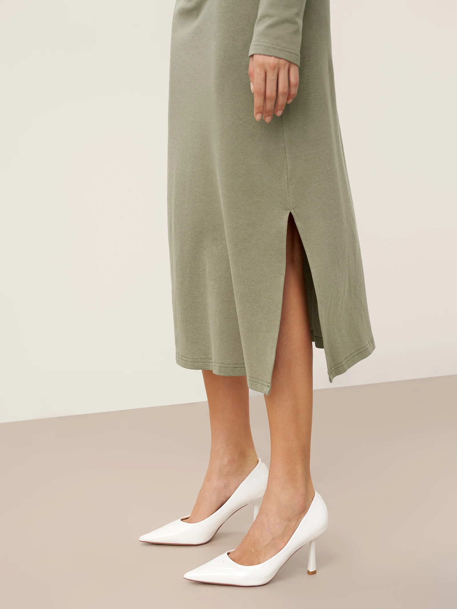 Crossover V-Neck Wrap Stretch Midi Dress MARNIE - Image 14
