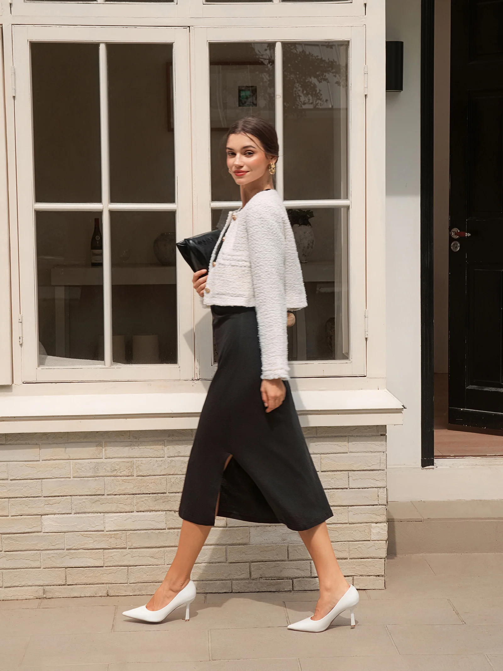 Crossover V-Neck Wrap Stretch Midi Dress MARNIE - Image 20