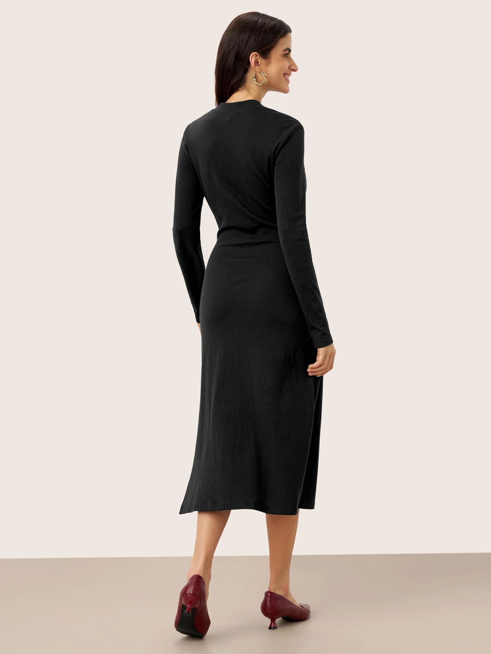Crossover V-Neck Wrap Stretch Midi Dress MARNIE - Image 21